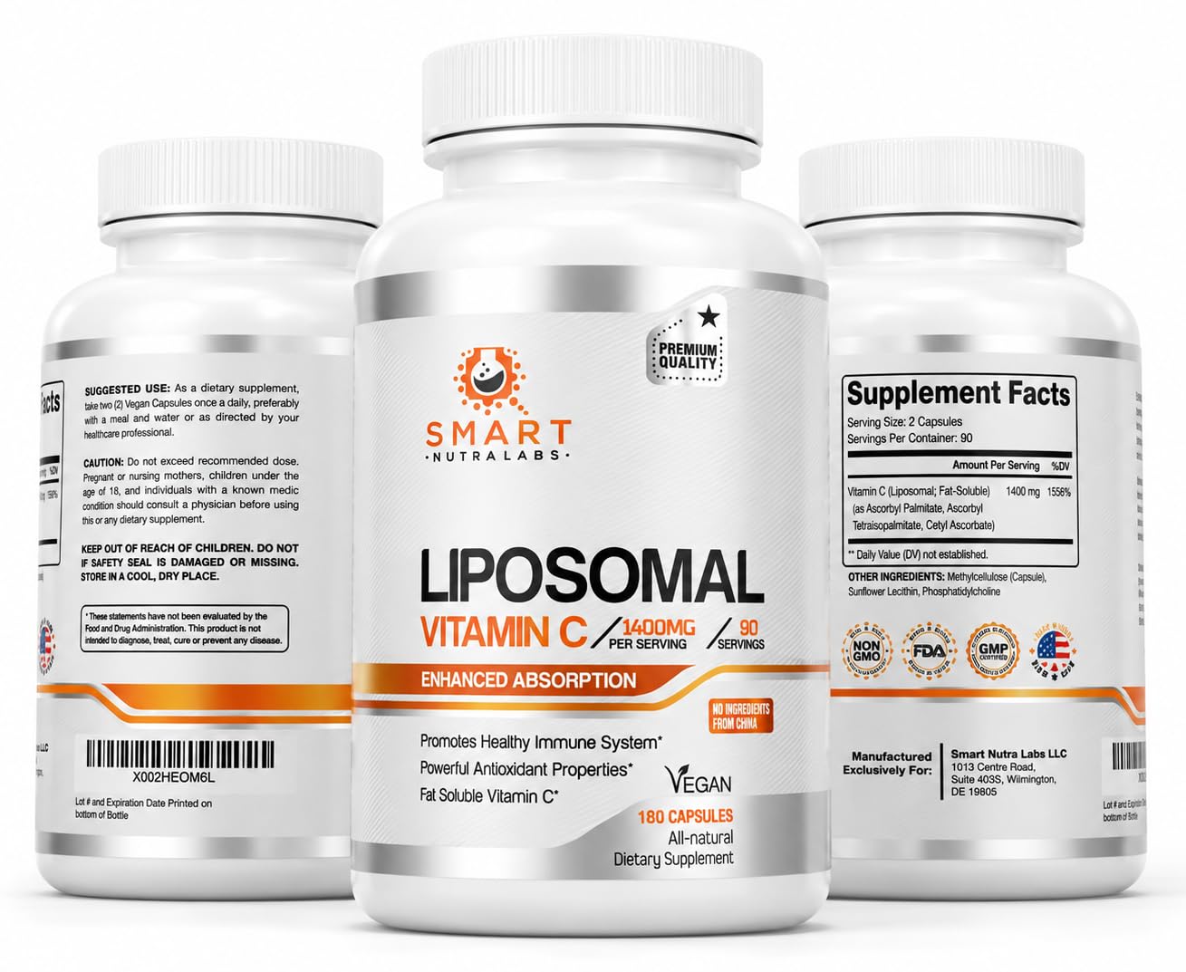 Smart Nutra Labs Liposomal Vitamin C 1400mg Capsule 180 Count
