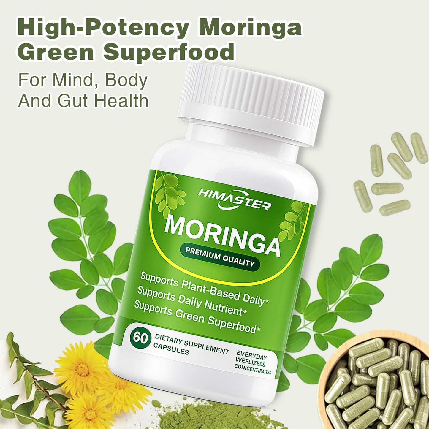 HEALIONY Moringa Organic Moringa Capsules, 60 Capsules