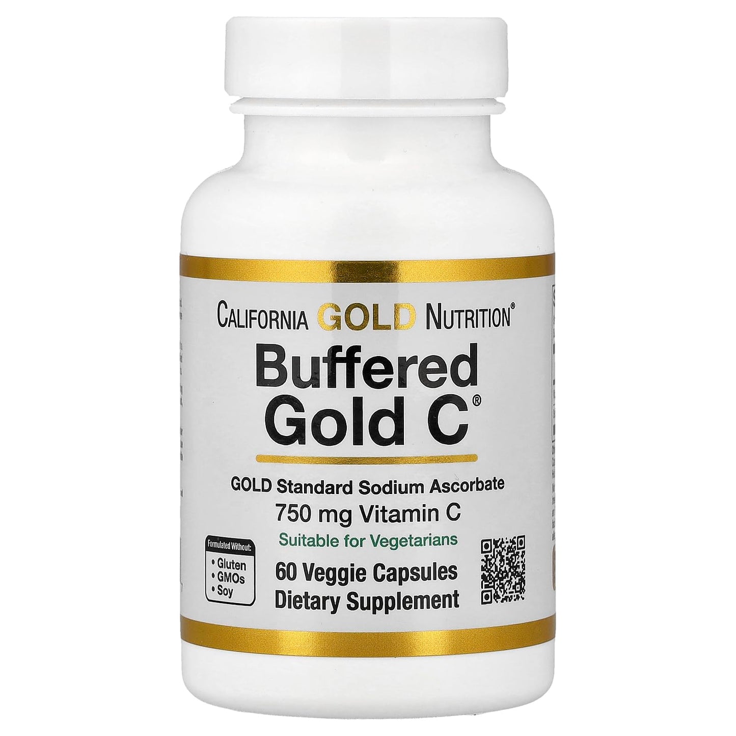 California Gold Nutrition Buffered Gold C Gold Standard Sodium Ascorbate (Vitamin C) Capsules, 60 Capsules