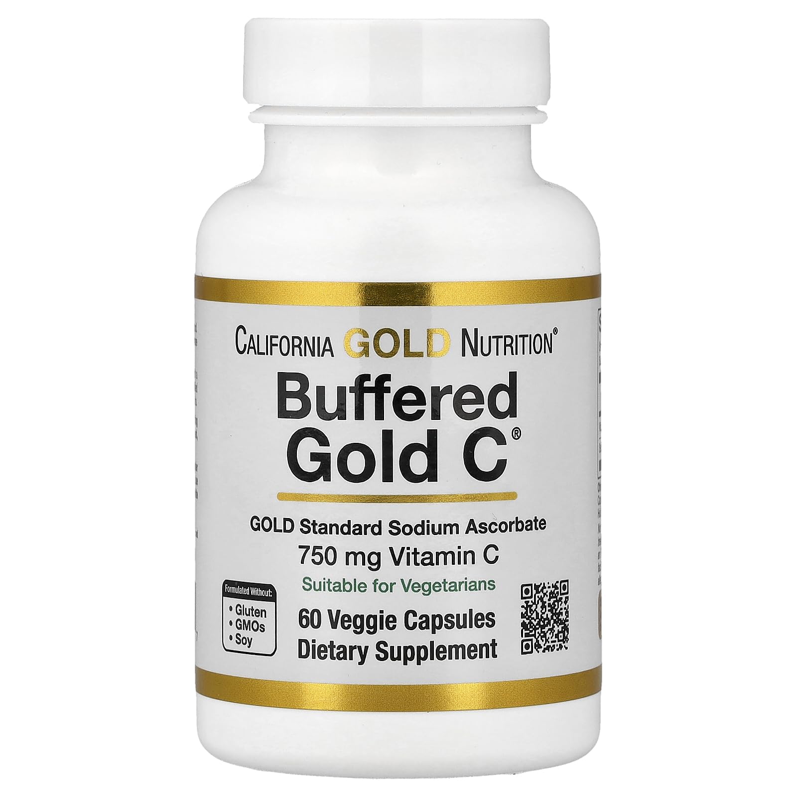 California Gold Nutrition Buffered Gold C Gold Standard Sodium Ascorbate (Vitamin C) Capsules, 60 Capsules