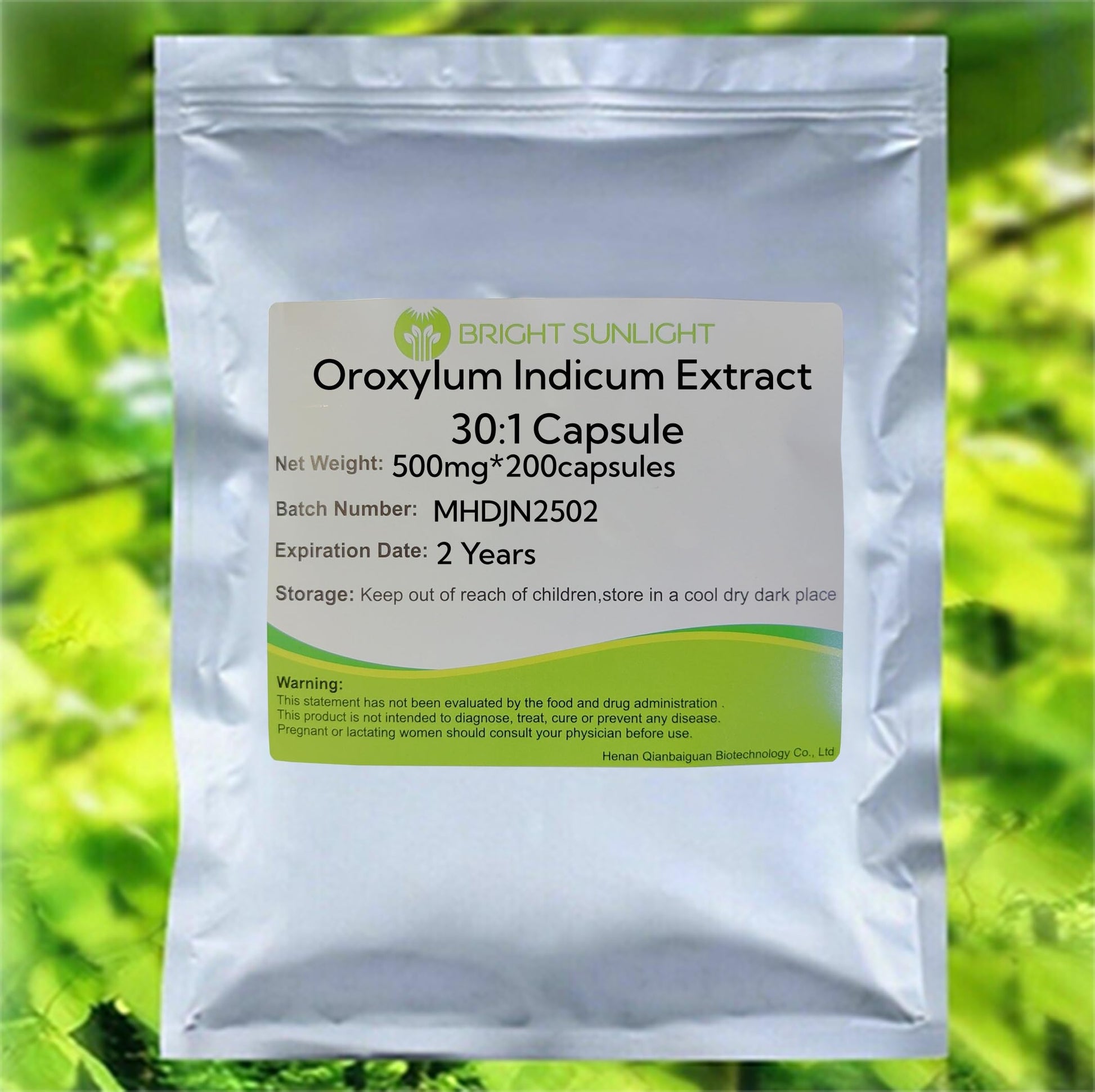 Bright sunlight Oroxylum Indicum Extract 30:1 Capsule 500mg, 200 capsules