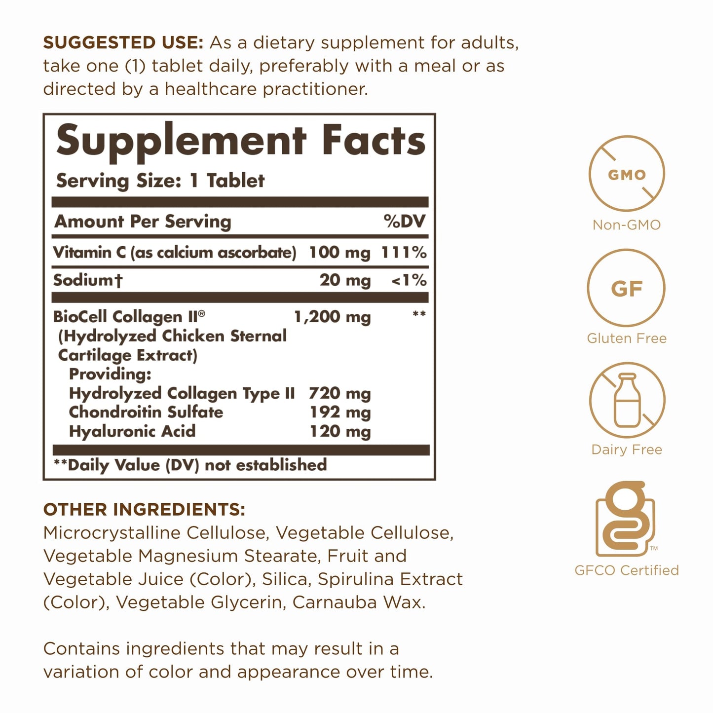 Solgar Collagen Hyaluronic Acid Complex Tablets, 60 Count
