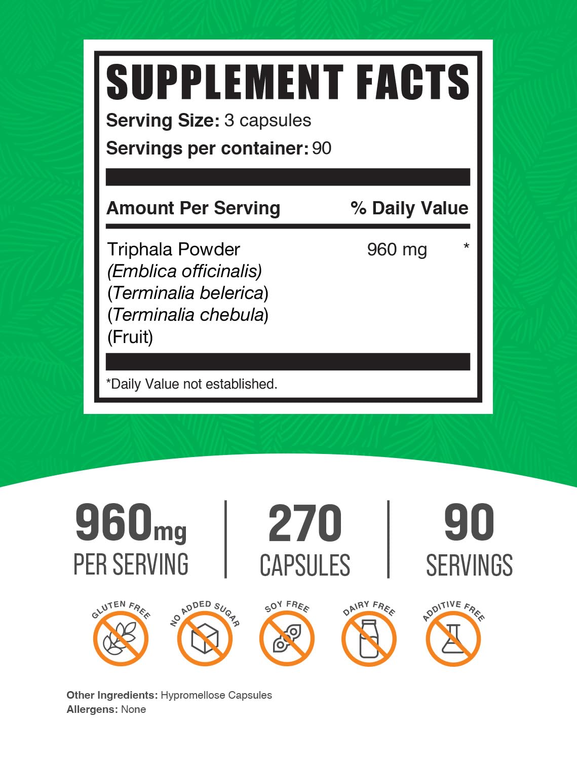 BulkSupplements Triphala Capsules 270 Count