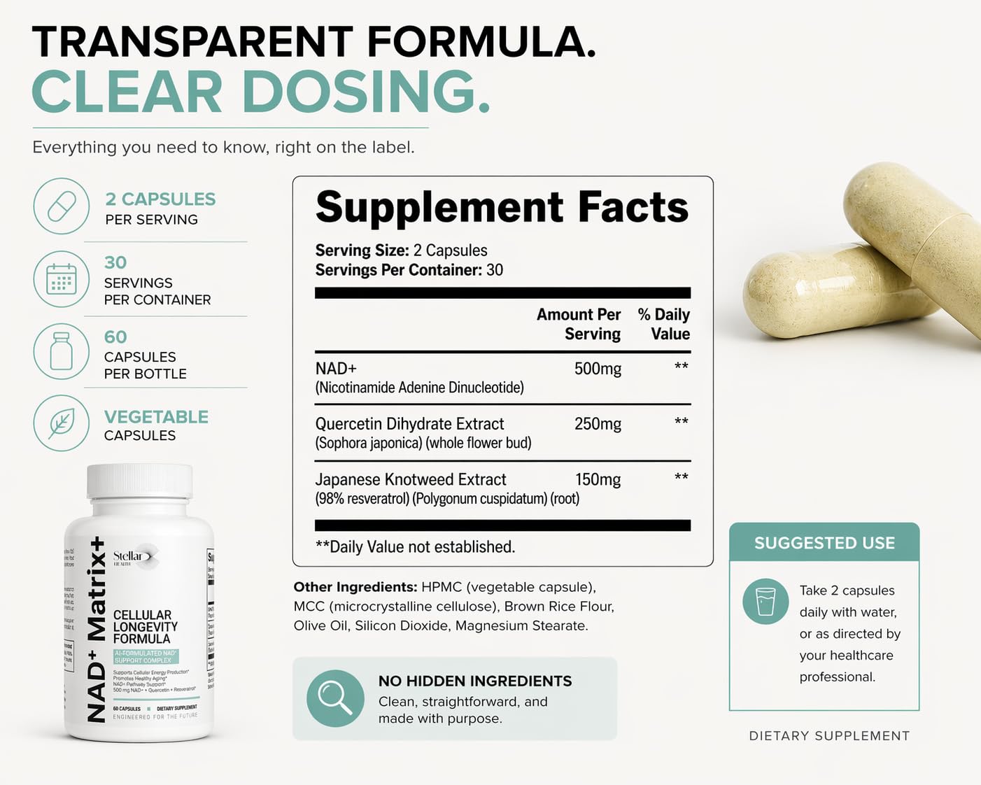 Stellar Health NAD+ Matrix+ Cellular Longevity Formula Capsule, 60 Capsules