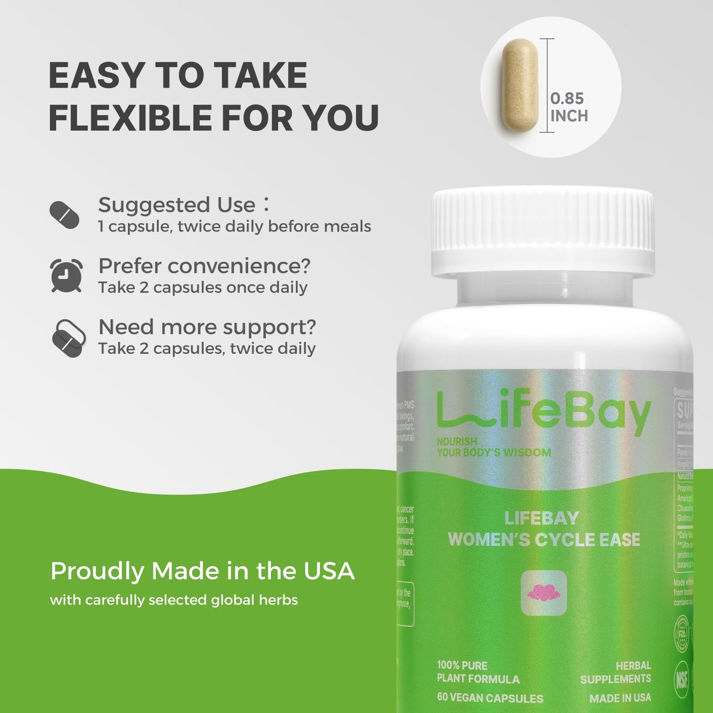 LifeBay Women’s Cycle Ease Capsules, 60 Count