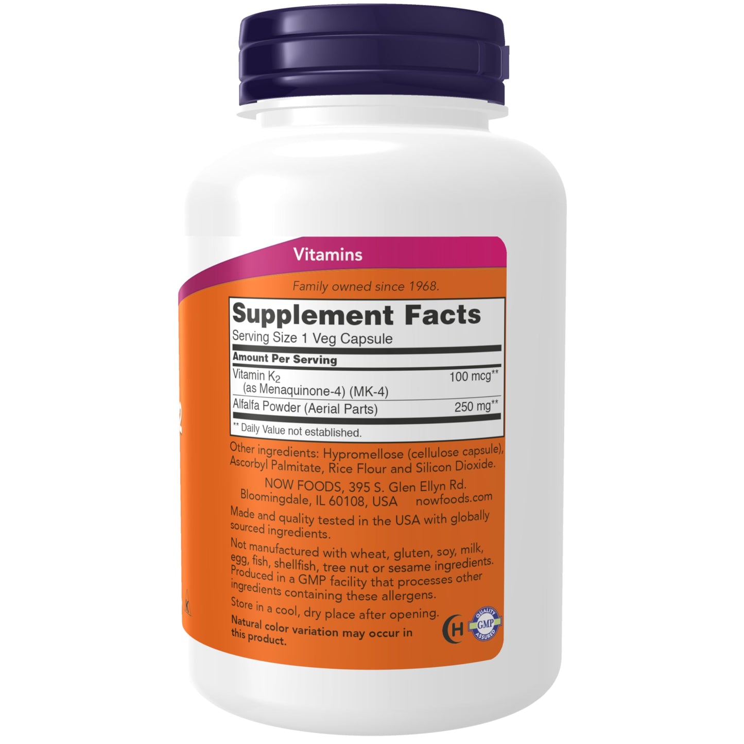 NOW Foods Vitamin K-2 100 mcg Menaquinone-4 (MK-4) Supports Bone Health, 250 Veg Capsules