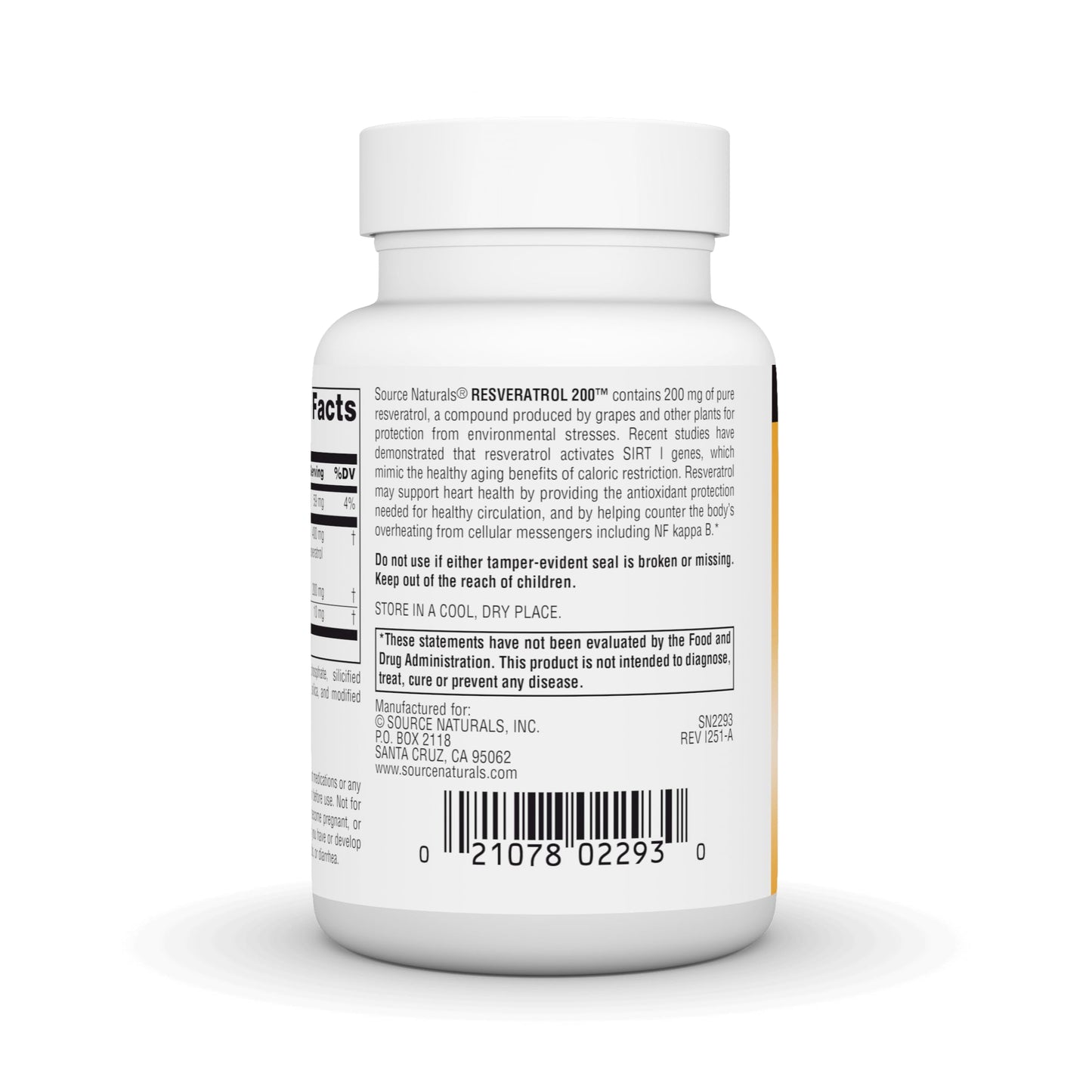 Source Naturals Resveratrol 200 mg for Heart and Healthy Aging Tablet, 60 Tablets