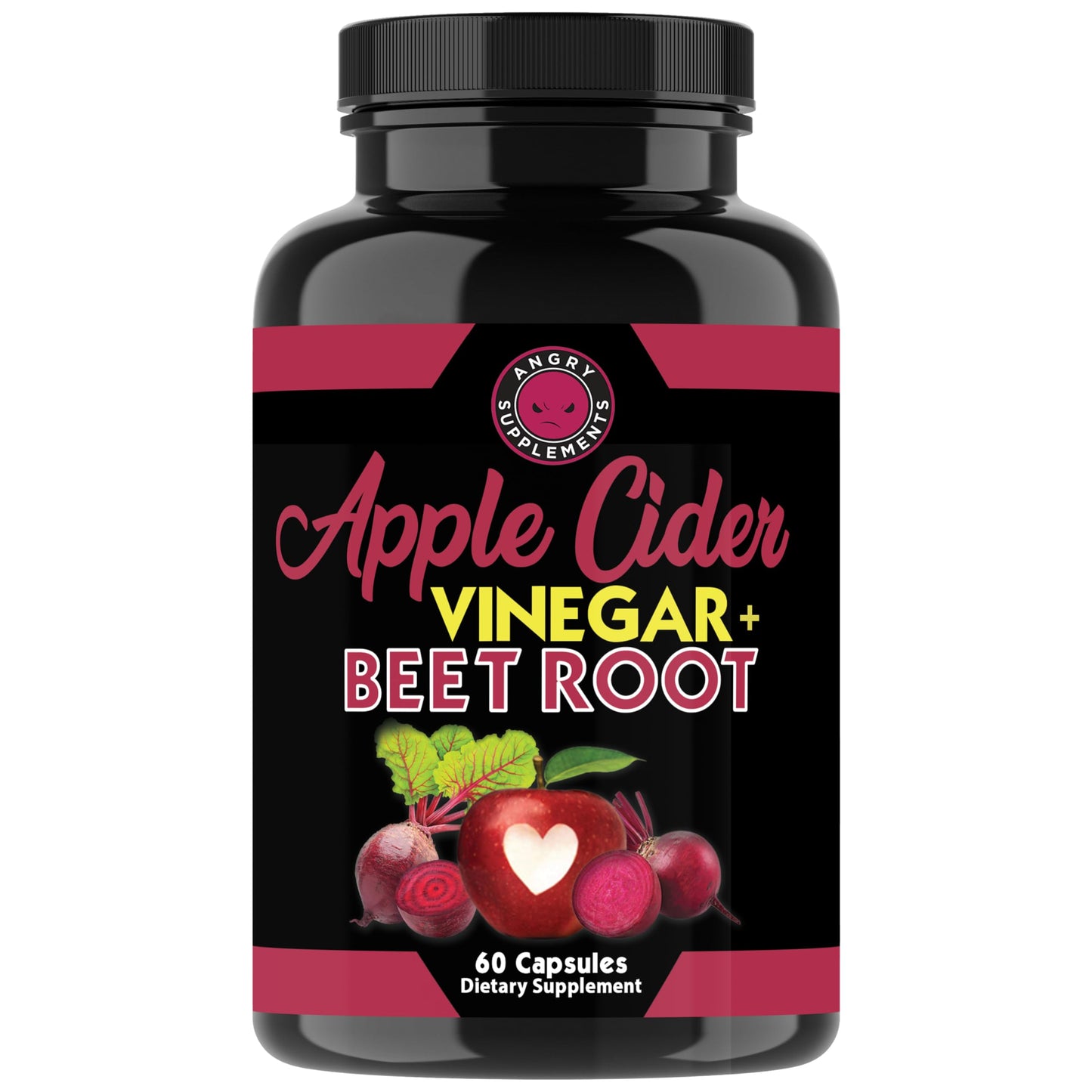 Angry Supplements Turmeric Ginger Maxx + Apple Cider Vinegar with Beet Root Capsules, 120 Count
