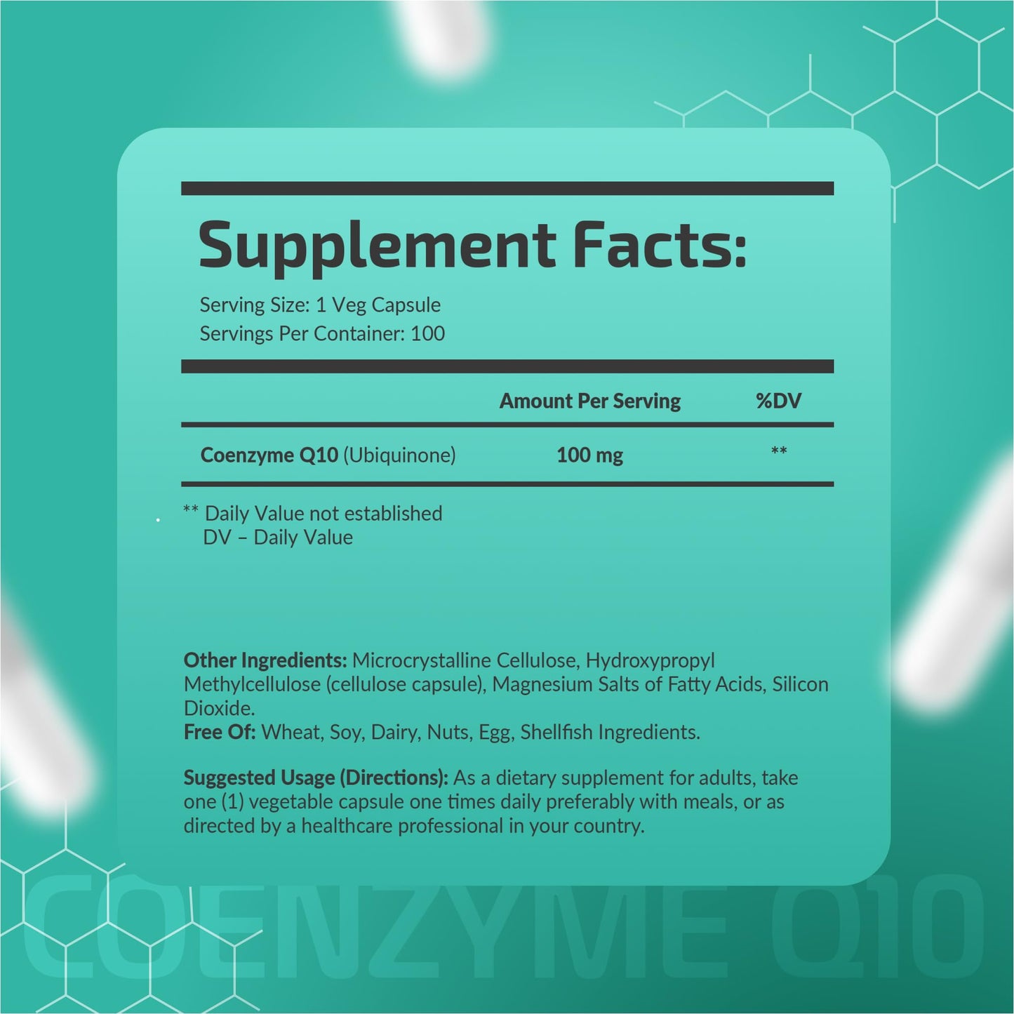 Fuelup Coenzyme Q10 100mg Ubiquinone 100 Vegetable Capsules, 100 Capsules