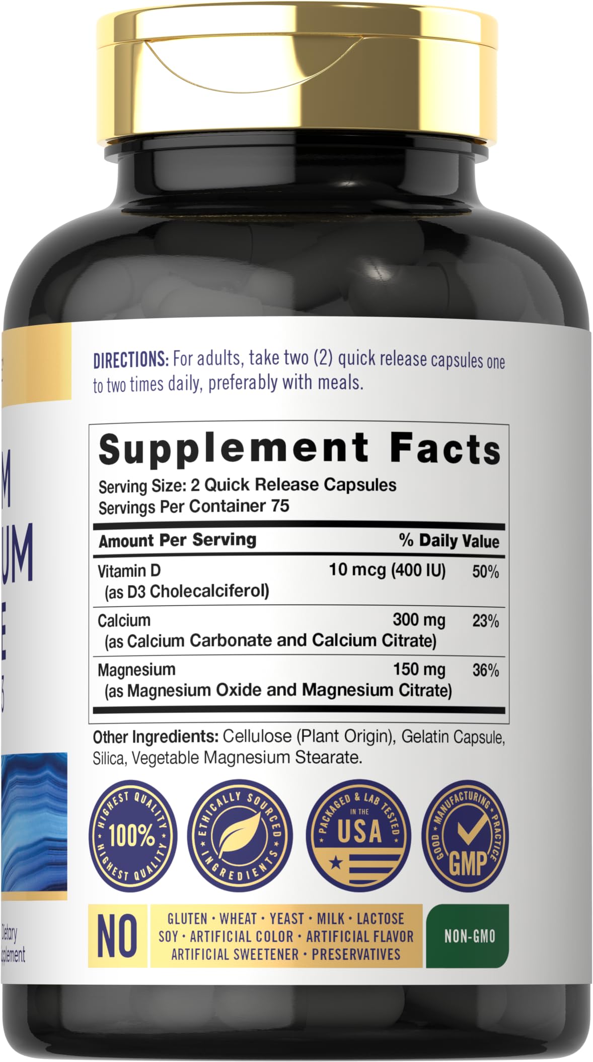 Carlyle Calcium Magnesium Citrate with Vitamin D3 Capsule, 150 Capsules