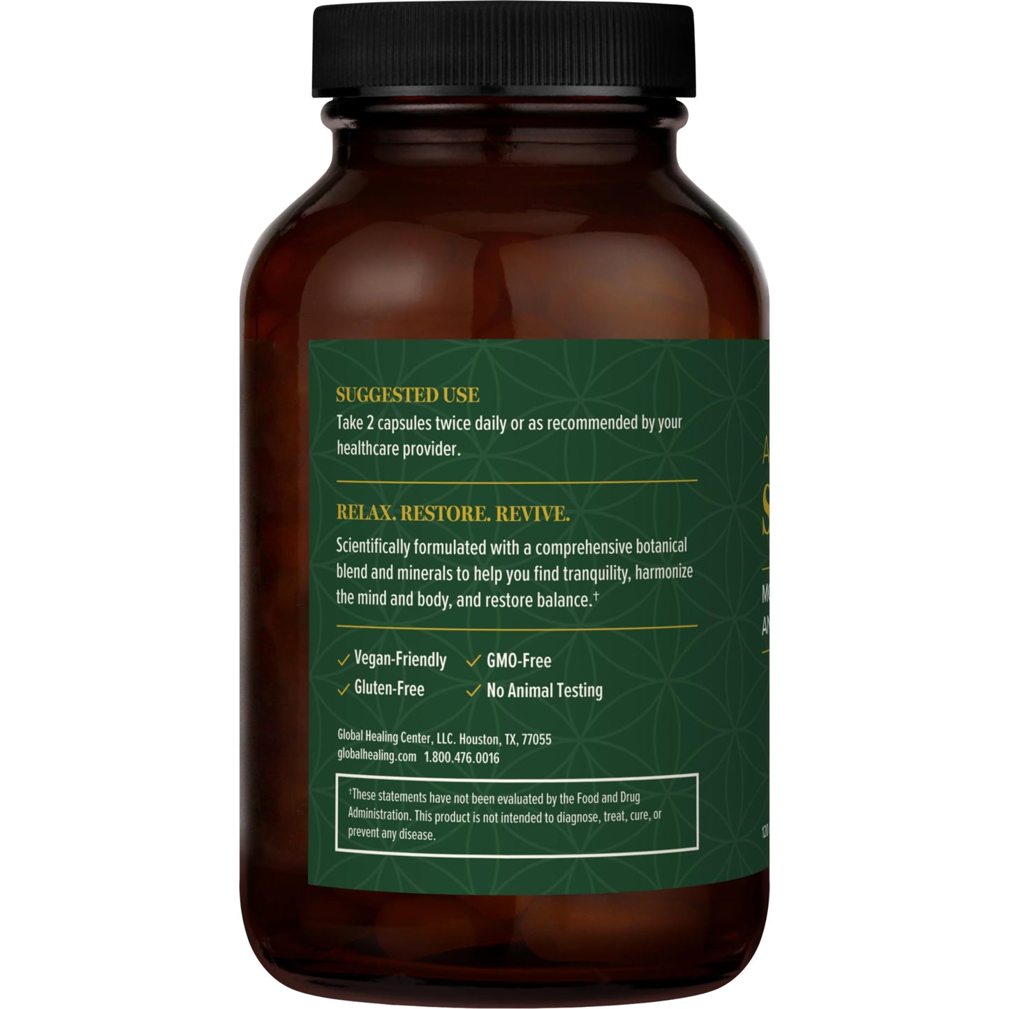 Global Healing Center Stress Relief Supplement with Lithium Orotate Capsules, 60 Count