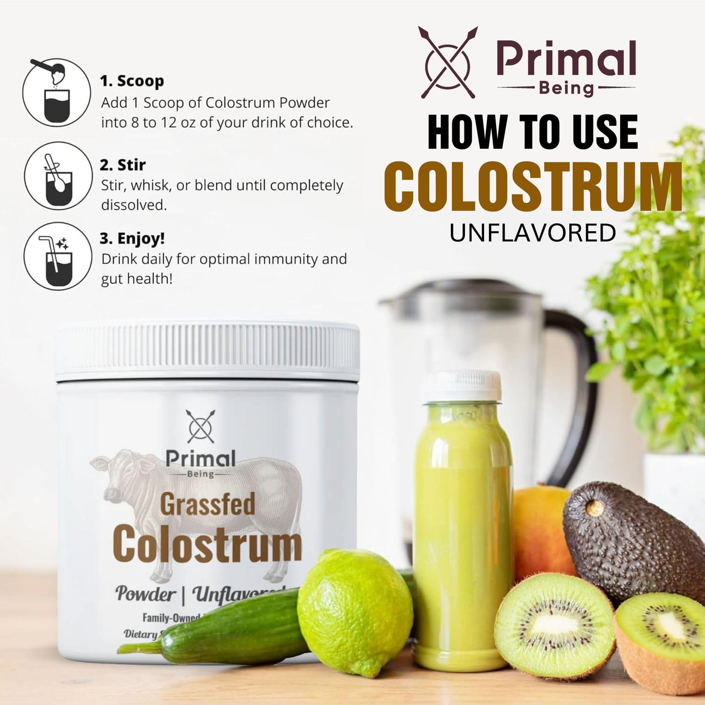 Primal Being Grassfed Beef Colostrum Powder 3.17 oz