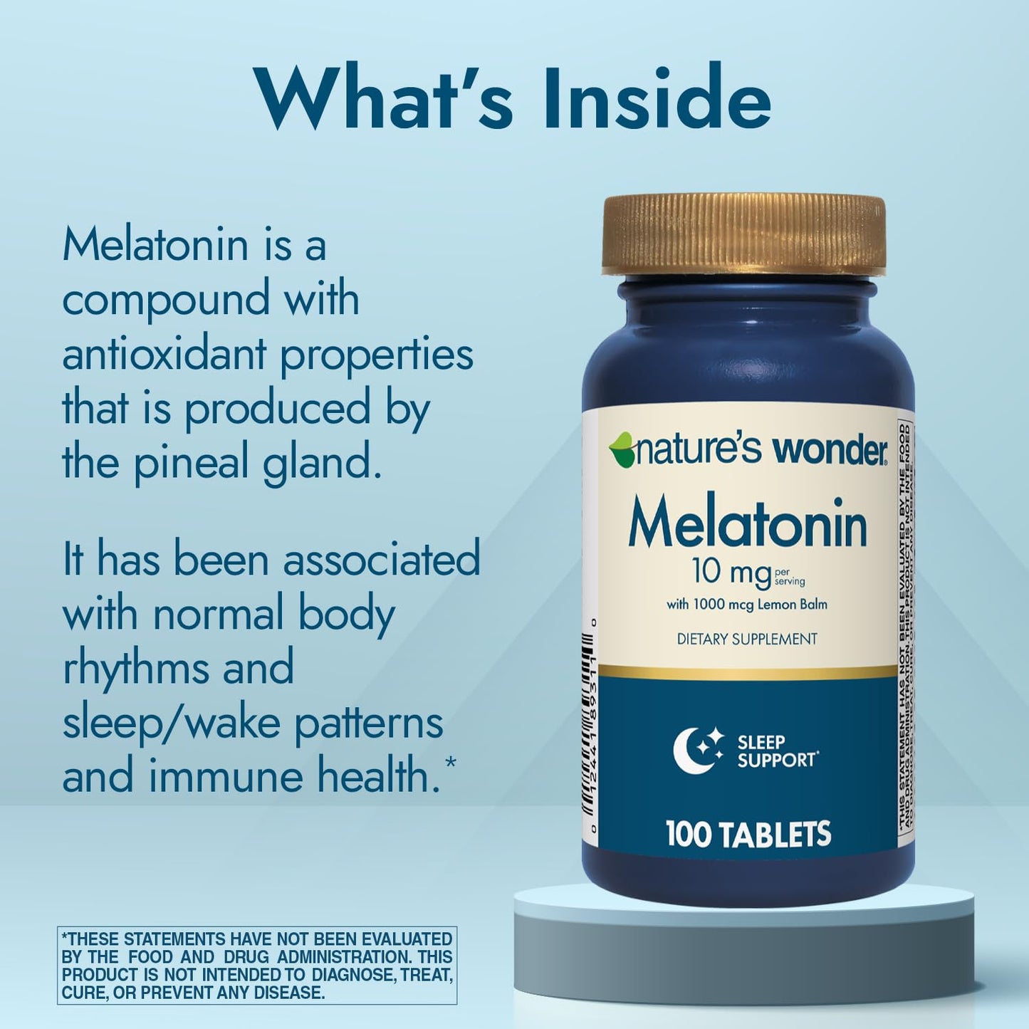 Nature's Wonder Drug-Free Melatonin 10 mg with Lemon Balm Tablets, 100 Count