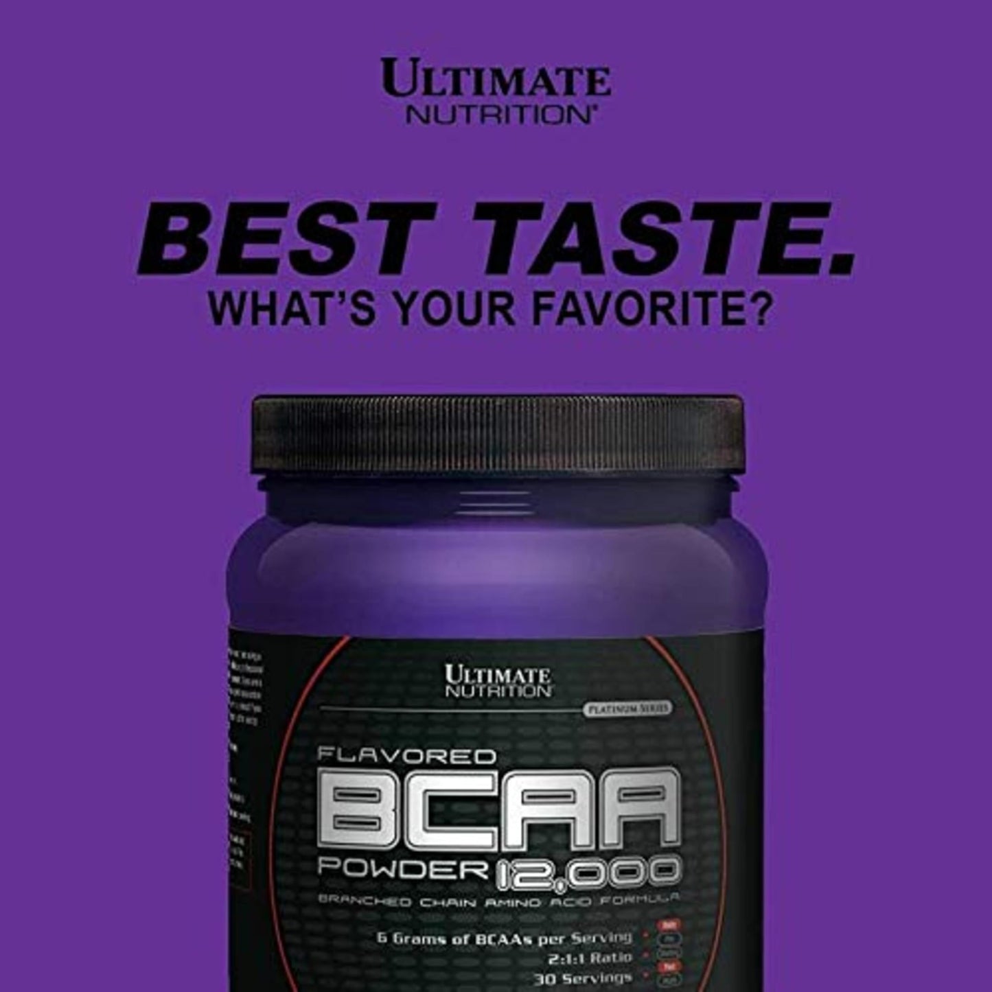 Ultimate Nutrition Flavored BCAA Powder - Caffeine Free with 3g Leucine 1.5g Valine 1.5g Isoleucine - Post Workout Amino Acid Supplement, Grape, 8 Ounce