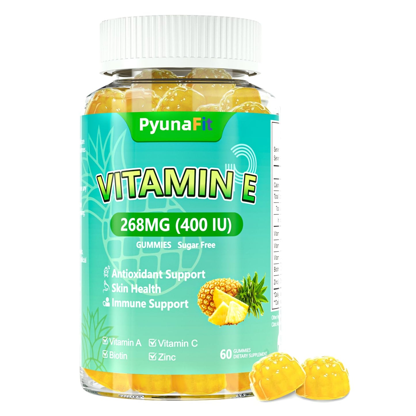 PYUNAFIT Vitamin E 400 IU Gummies, 60 Count