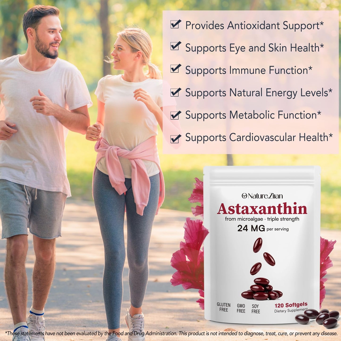 O NATURE . ZIRAN Astaxanthin Supplements 24mg Softgels, 120 Count