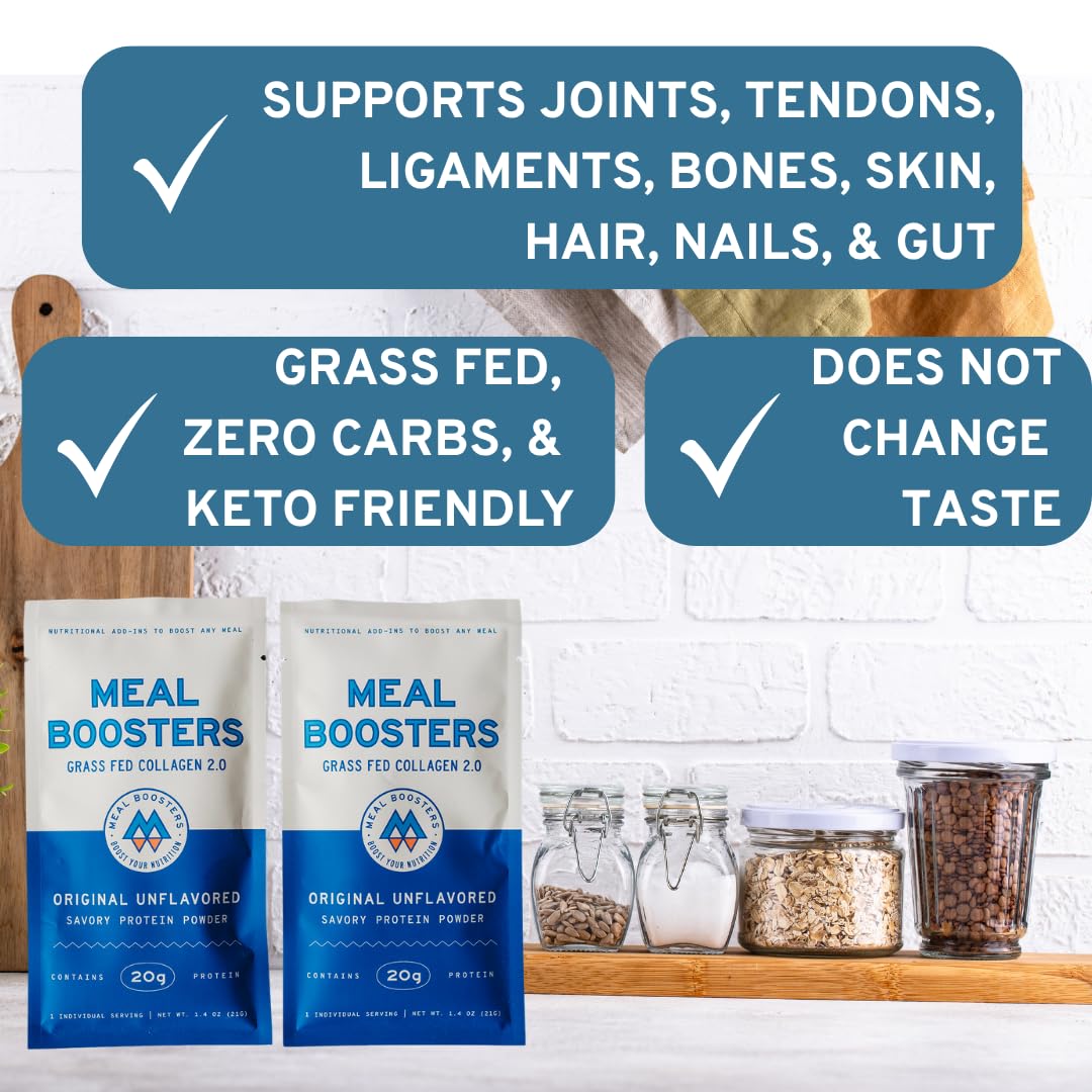 Meal Boosters Unflavored Collagen Protein Powder, 6 Individual Servings