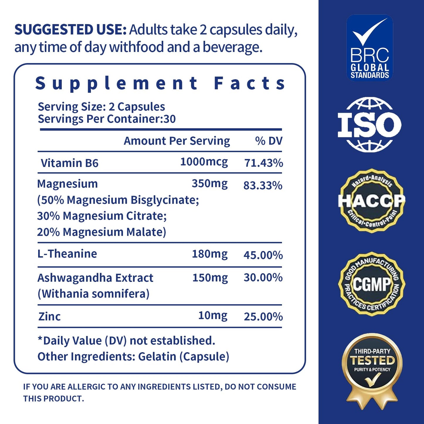 YMINGKJ Magnesium Complex for Women DeepCalm 7-in-1 Bisglycinate, Citrate, Malate - Sleep Quality & Muscle Relaxation Support with L-Theanine & Ashwagandha & Zinc, Vegan - 60 Capsules