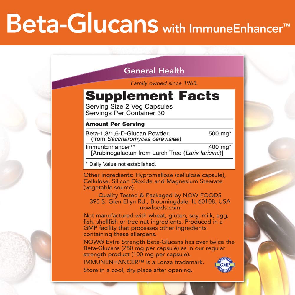 NOW Foods Beta-Glucans with ImmunEnhancer 60 VegiCaps Capsule, 120 Count