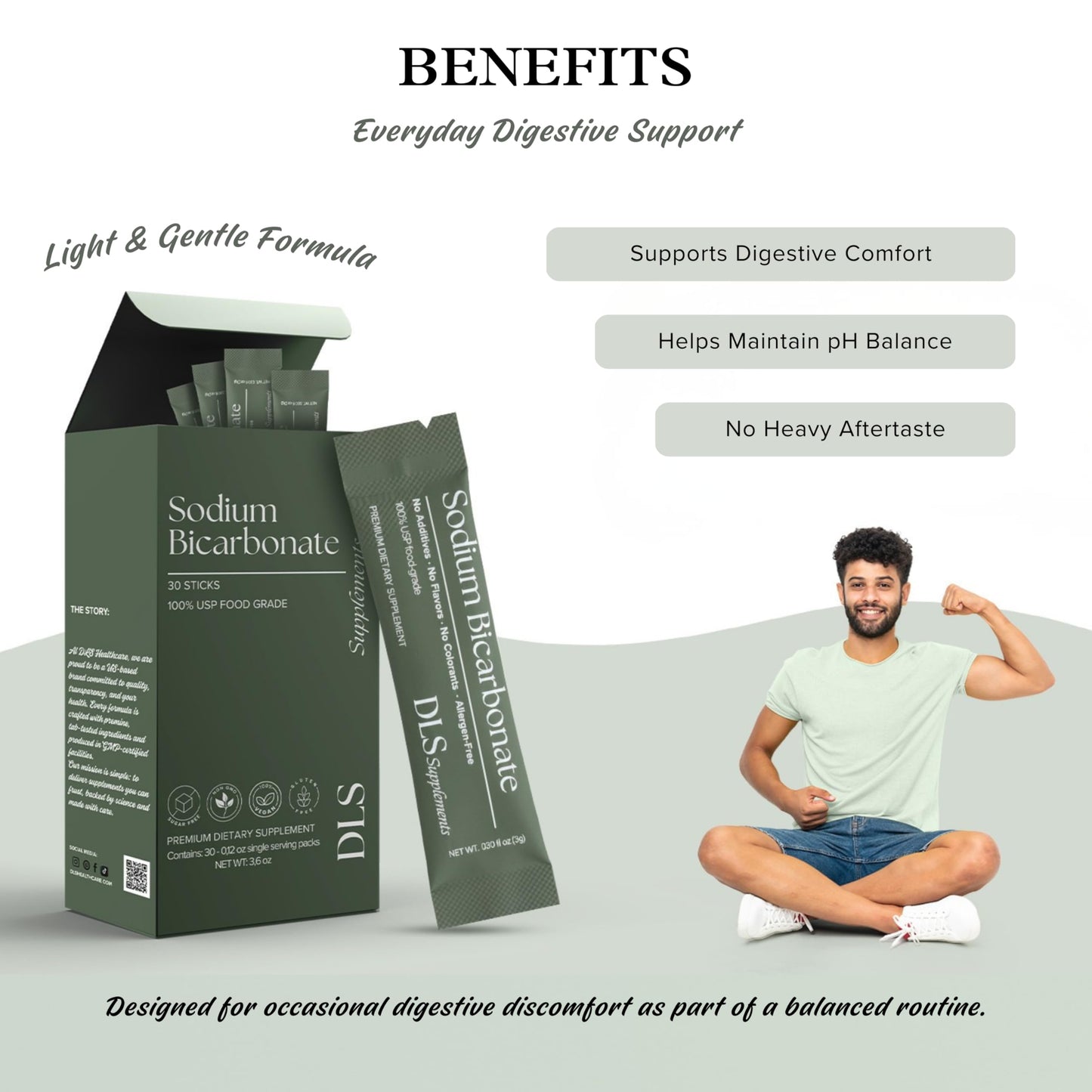 DLS Sodium Bicarbonate Supplement Powder Sticks 1 Pack