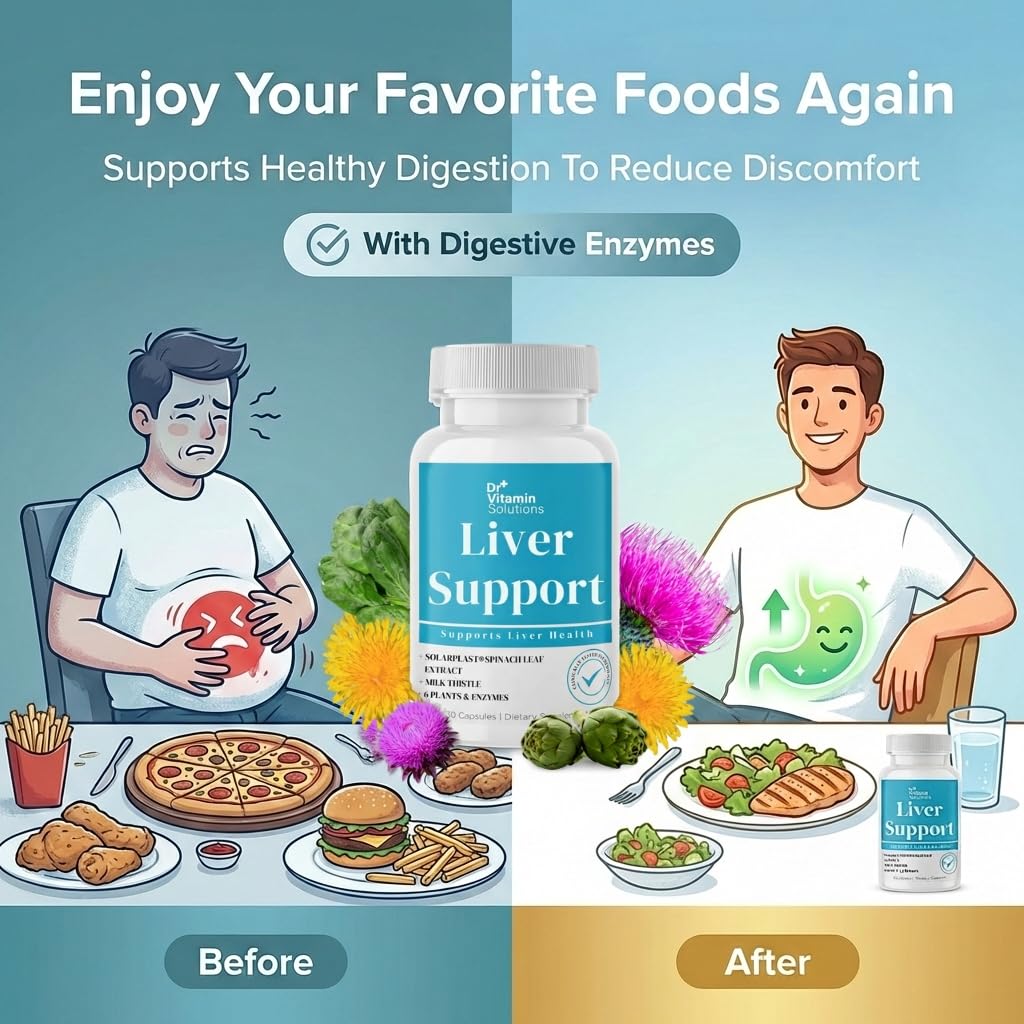 DR VITAMIN SOLUTIONS Liver Cleanse Detox and Repair Milk Thistle Supplement with Chlorophyll, Digestive Enzymes, Artichoke & Dandelion for Natural Gallbladder Support, 30 Capsules