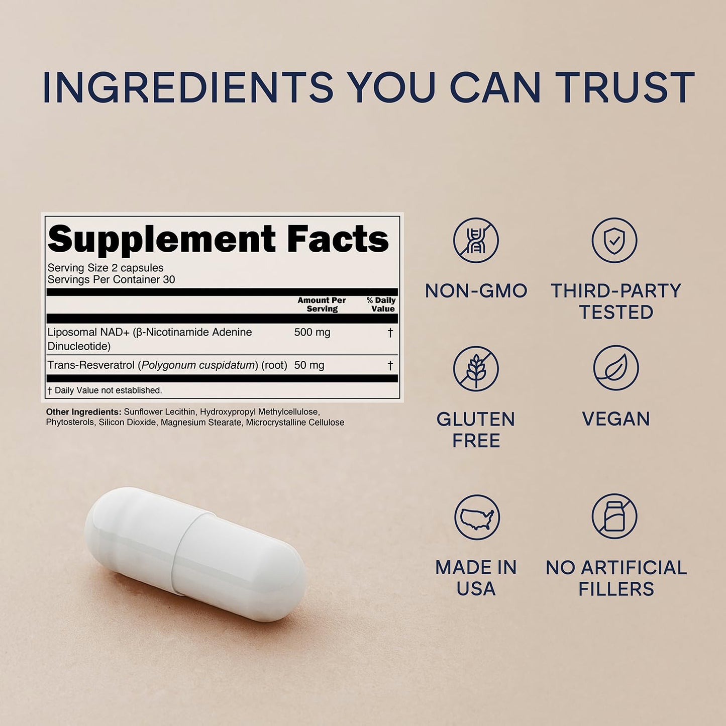 JoinBelle NAD+ and Resveratrol Liposomal Blend Capsules, 60 Capsules