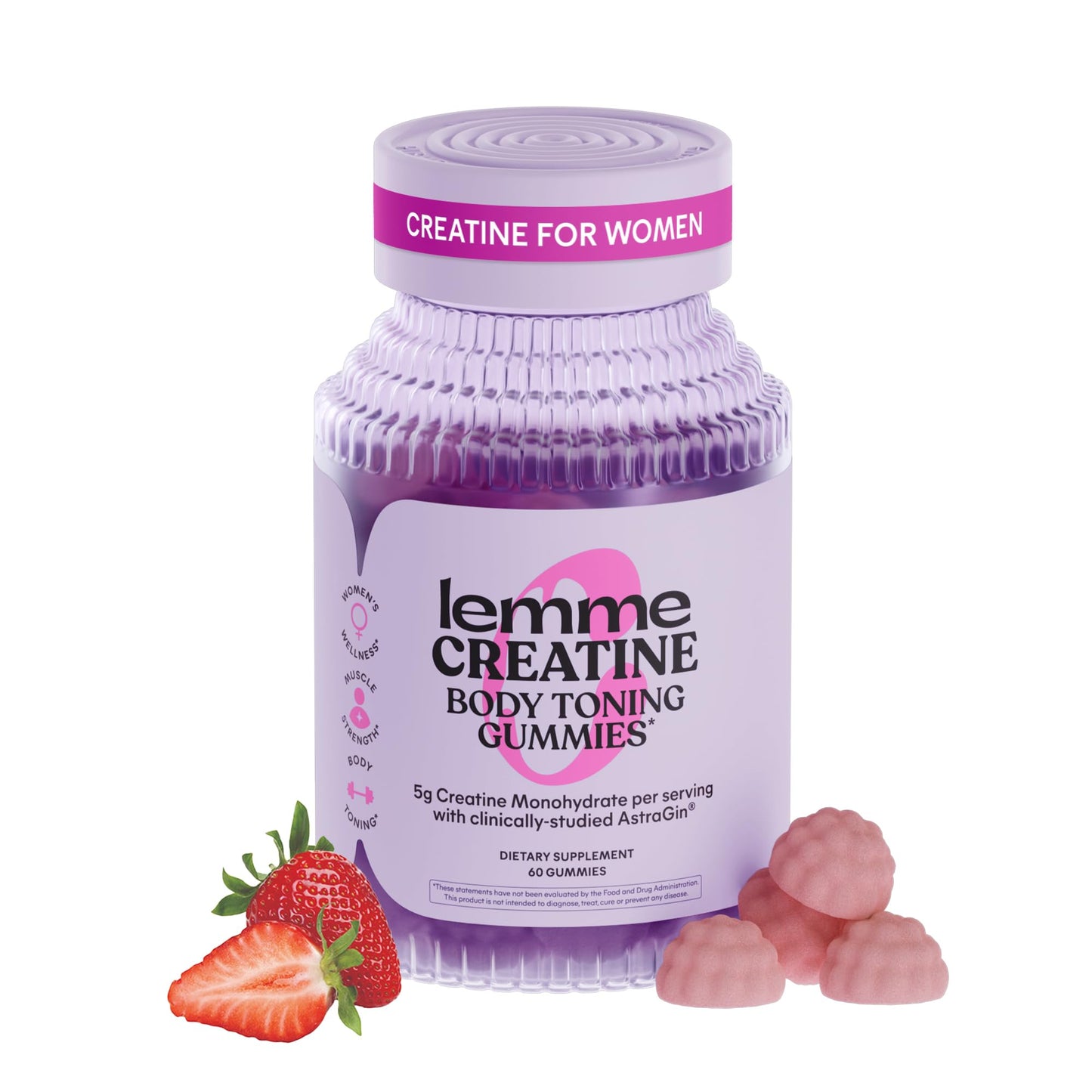 Lemme Creatine Monohydrate Gummies, Sour Strawberry, 60 Gummies