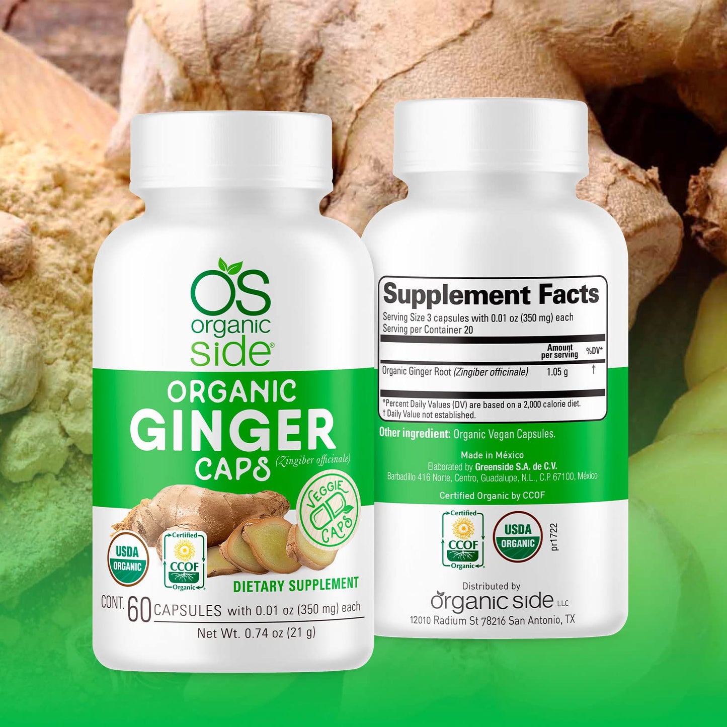 OS Organic Side Organic Ginger Capsules 60 Capsules
