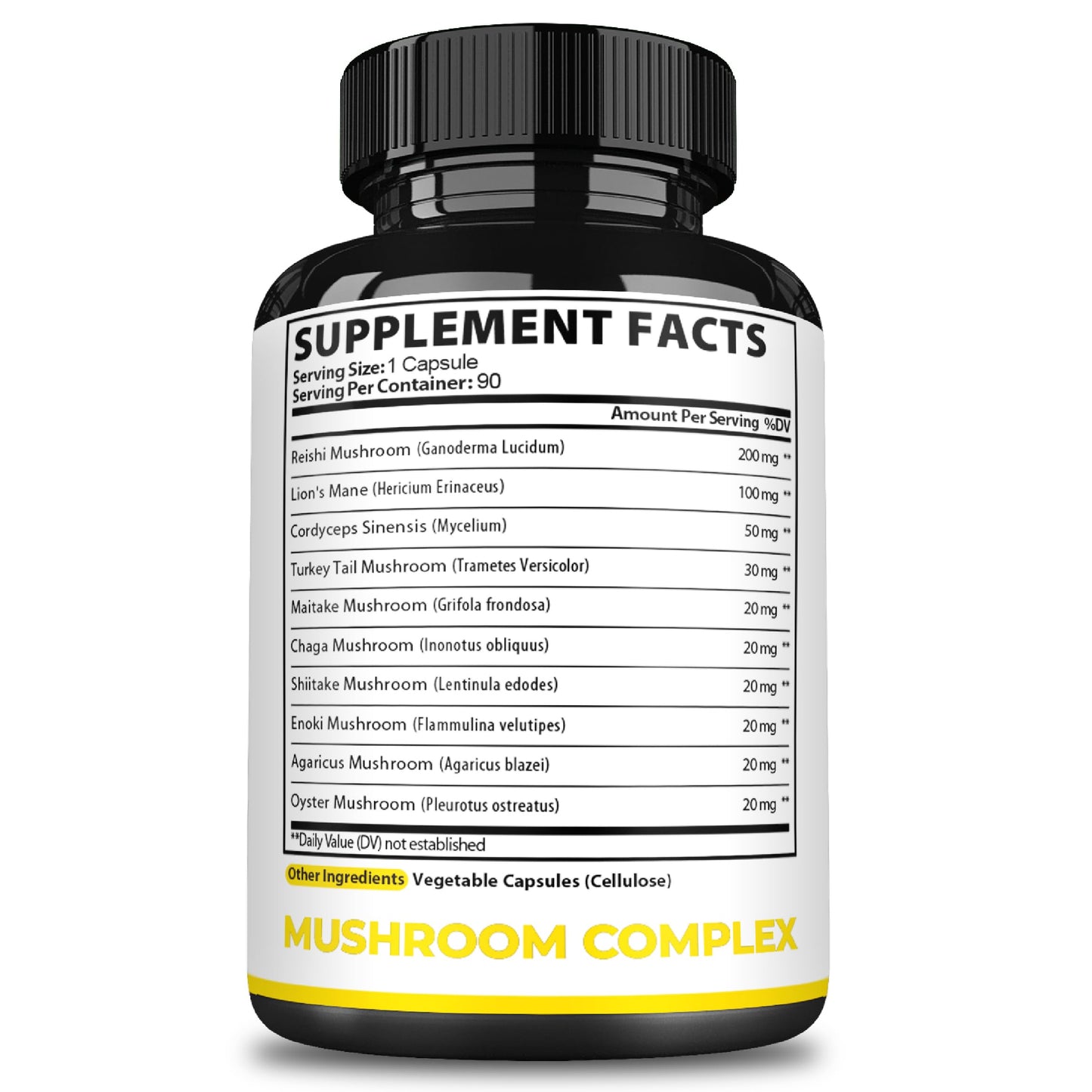 Satoomi Reishi Supplement Complex 5000mg 10-in-1 with Lions Mane, Cordyceps Sinensis, Chaga Mushroom & Others, 90 Capsules