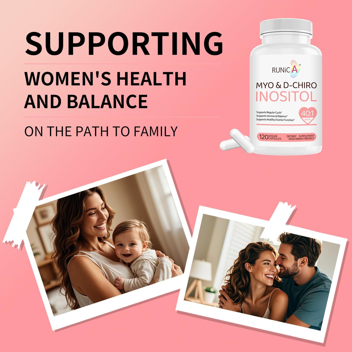 RUNICA Myo-Inositol & D-Chiro Inositol (40:1 Ratio) Capsules, 240