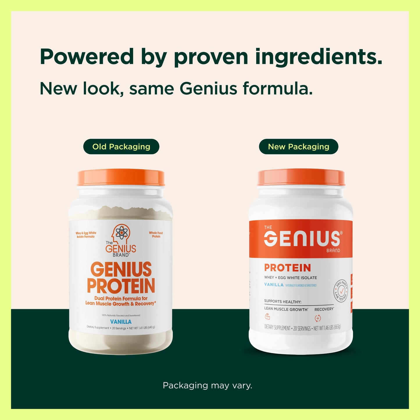 The Genius Brand Protein Powder, Whey Isolate & Egg White, Vanilla, 20 Servings
