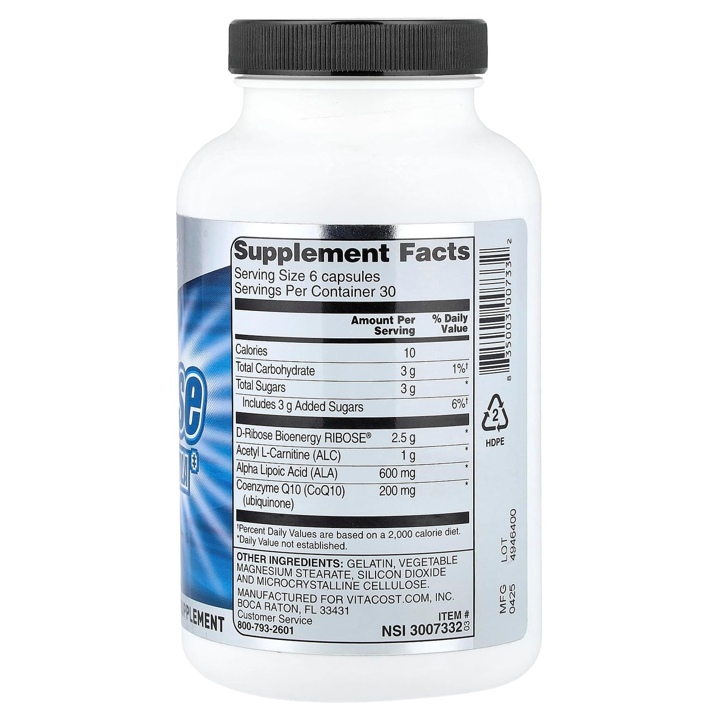 Vitacost D-Ribose Energy Formula Capsule 1