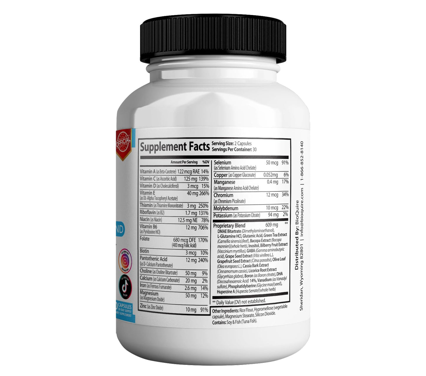 BIOQUIRE Max IQ Lab Pro Gold Mind Memory Support Supplement 60 Capsules