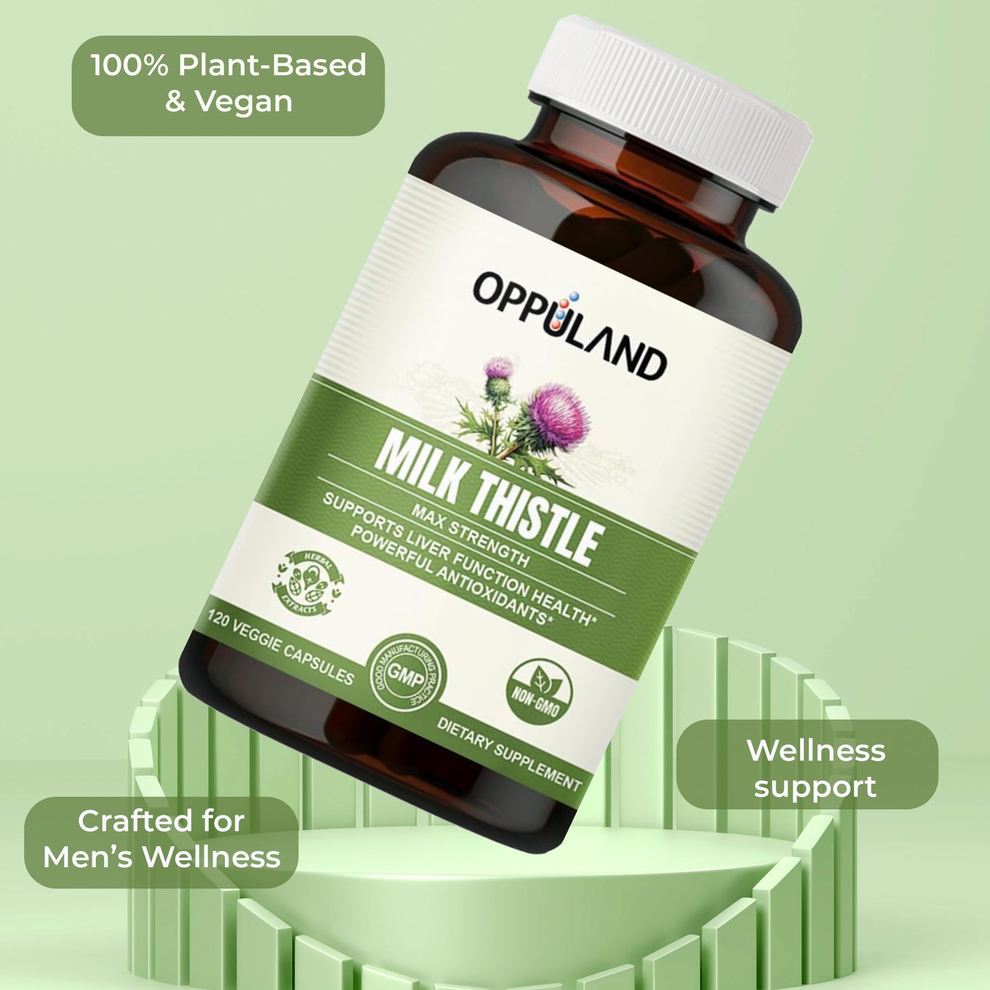 Oppuland Milk Thistle 250mg Capsules, 120 Count