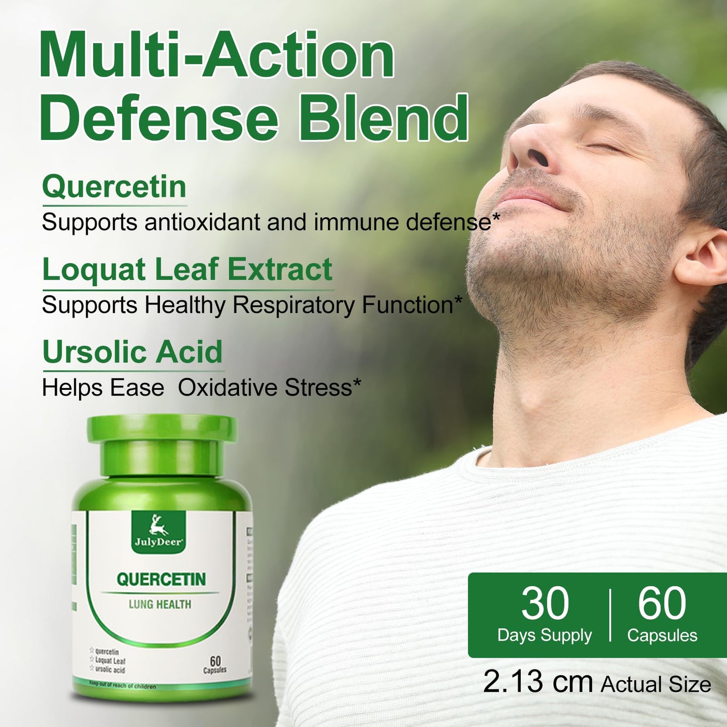JulyDeer Quercetin 400 mg with Loquat Leaf Extract and Ursolic Acid, 60 Capsules