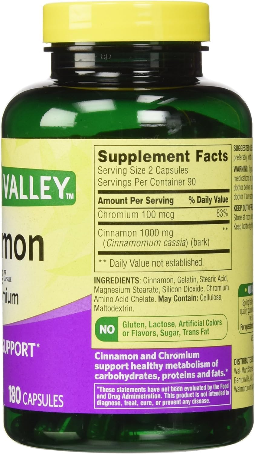 Generic Cinnamon 500mg Plus Chromium Capsules, 120 Count
