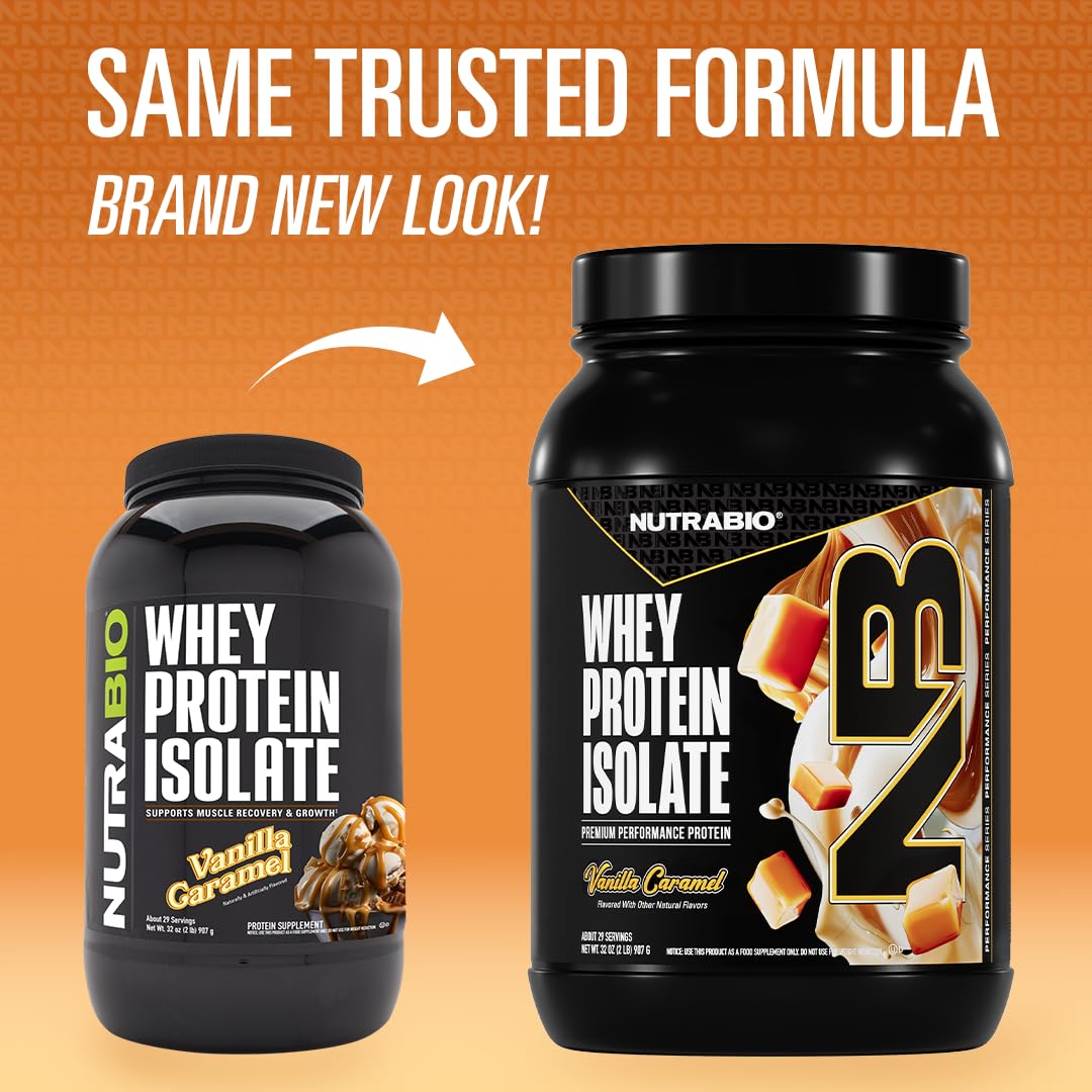 NutraBio 100% Whey Protein Isolate Protein Powder Alpine Vanilla, 32 Servings