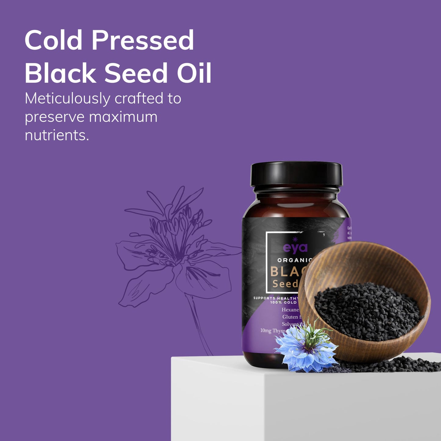 Eya Vitamins Organic Egyptian Black Cumin Seed Oil Softgel 90 Count