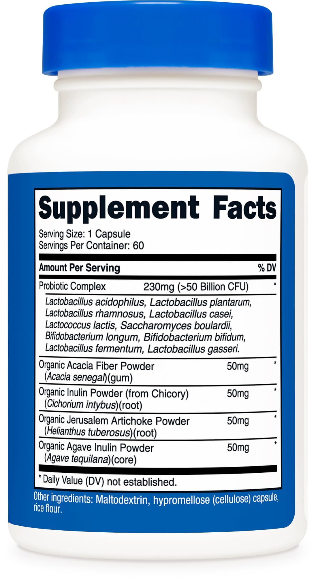 Nutricost Probiotic Complex Capsules, 60 Count, 50 Billion CFU, Vegetarian, Non-GMO, Gluten Free