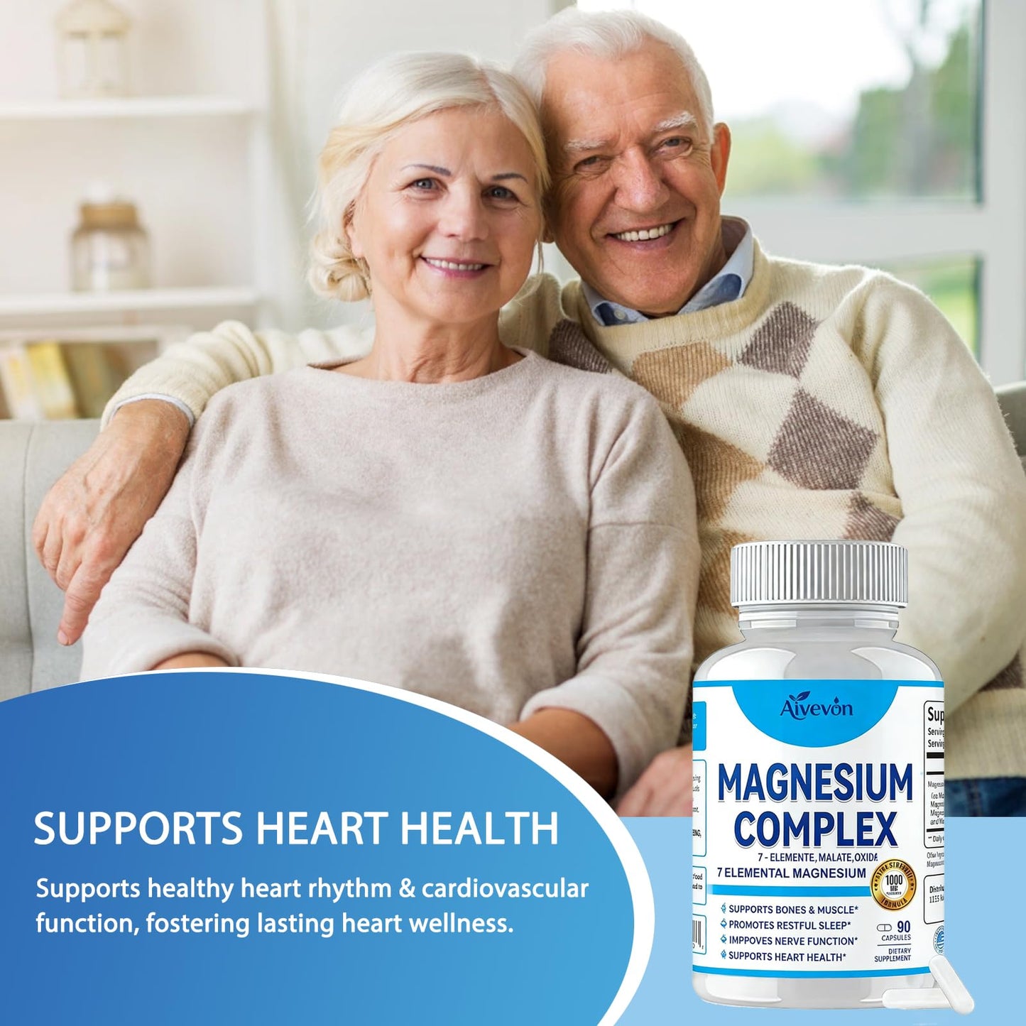 Aiwevon Magnesium Complex 1000mg Capsules, 60 Count