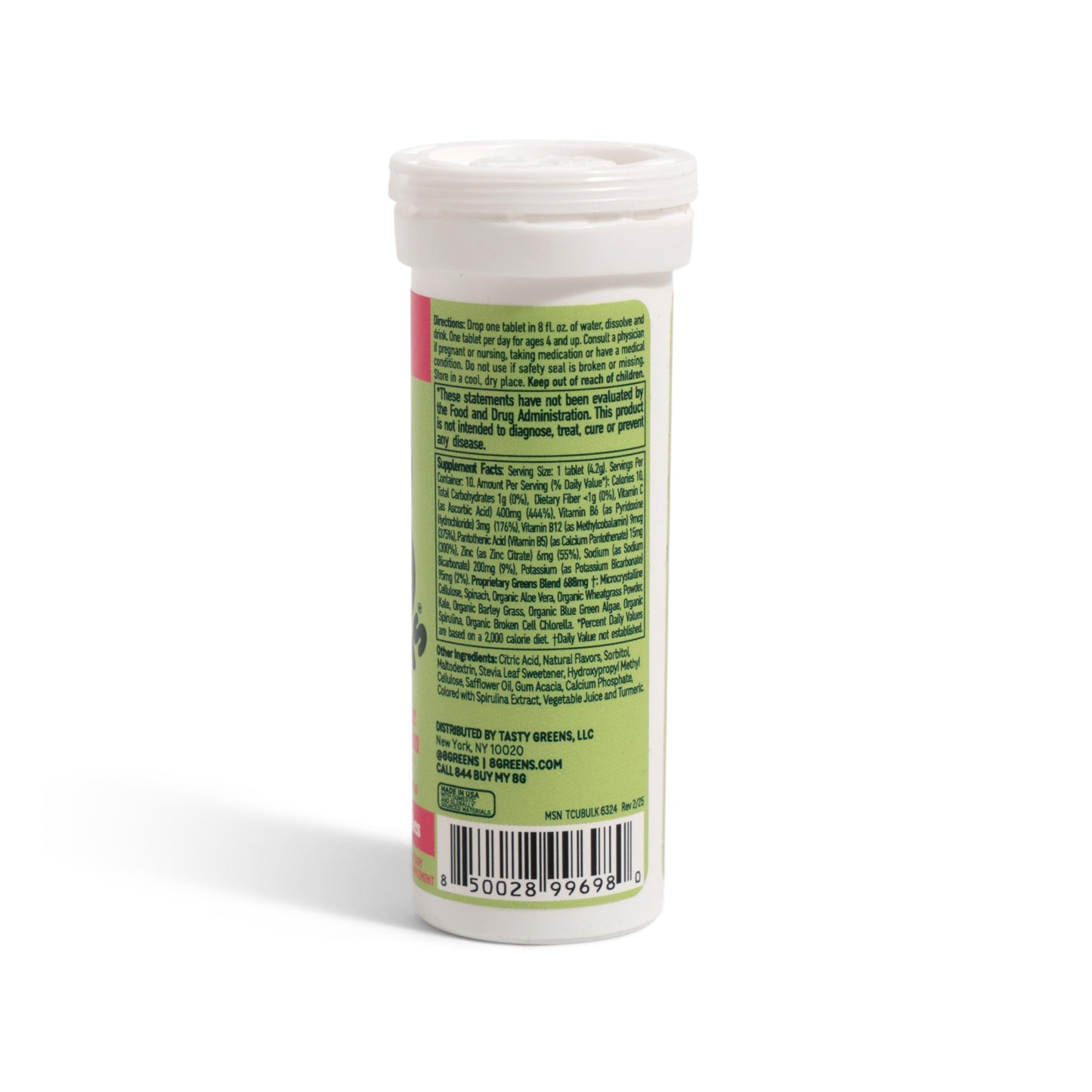 8G 8Greens Supergreens Effervescent Tablets, Cucumber Watermelon, 10 Tablets