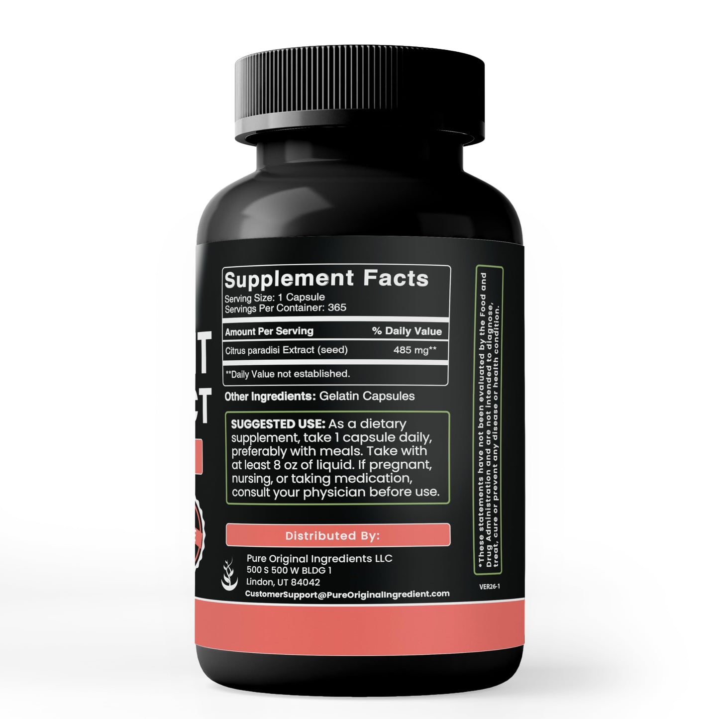 PURE ORIGINAL INGREDIENTS Grapefruit Seed Extract 365 Capsules