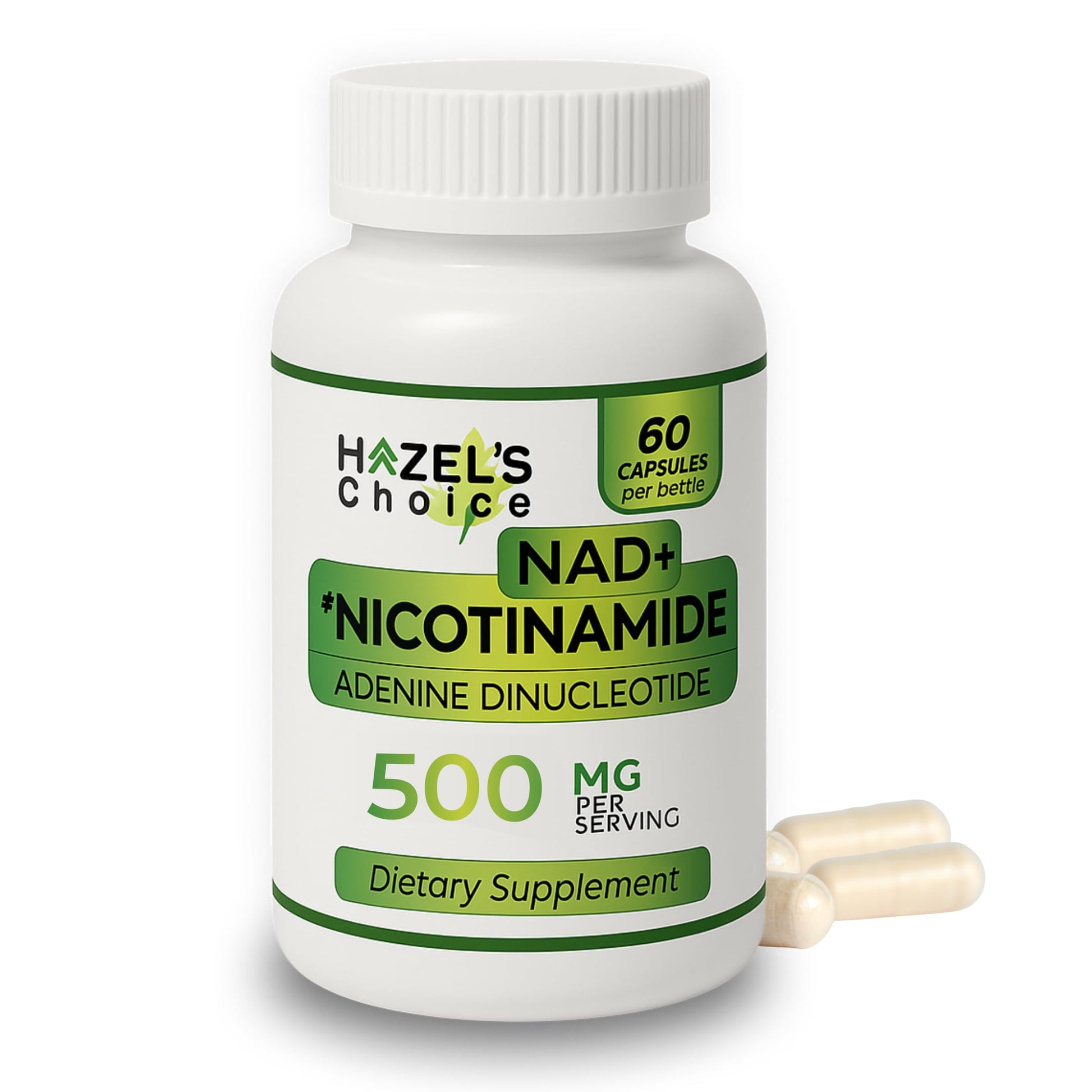 HAZEL'S Choice NAD+ Nicotinamide Adenine Dinucleotide Supplement 500mg Capsule, 60 Capsules
