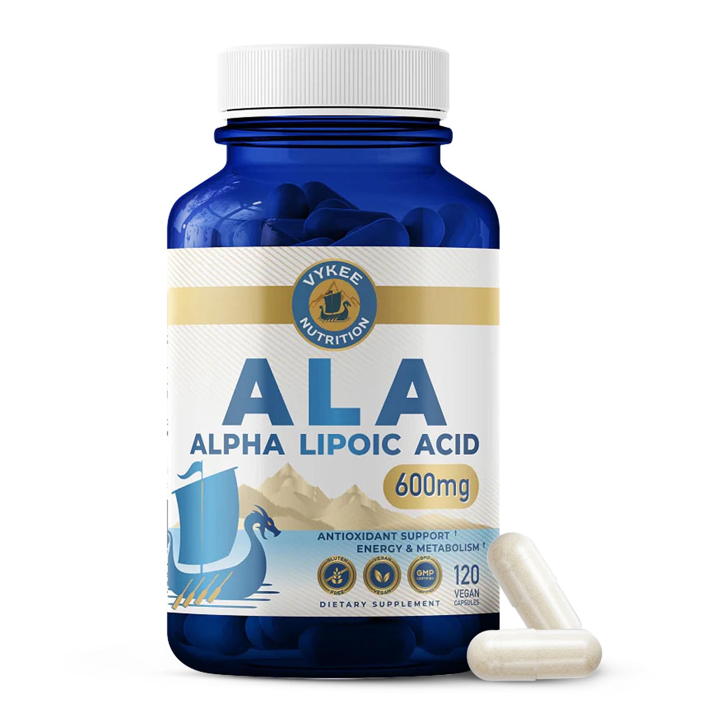 Vykee Nutrition Alpha Lipoic Acid 600 mg Capsule, 120 Count
