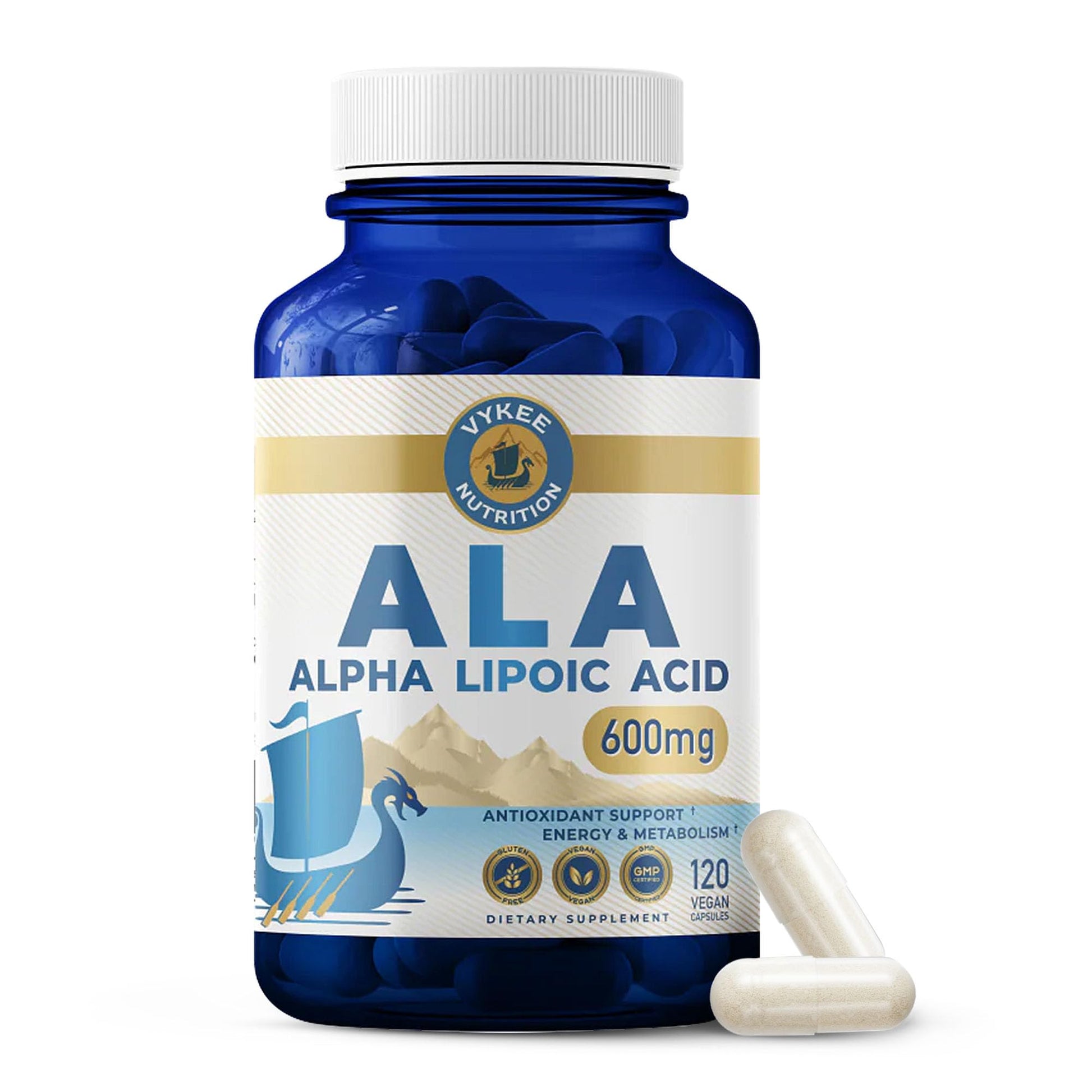 Vykee Nutrition Alpha Lipoic Acid 600 mg Capsule, 120 Count
