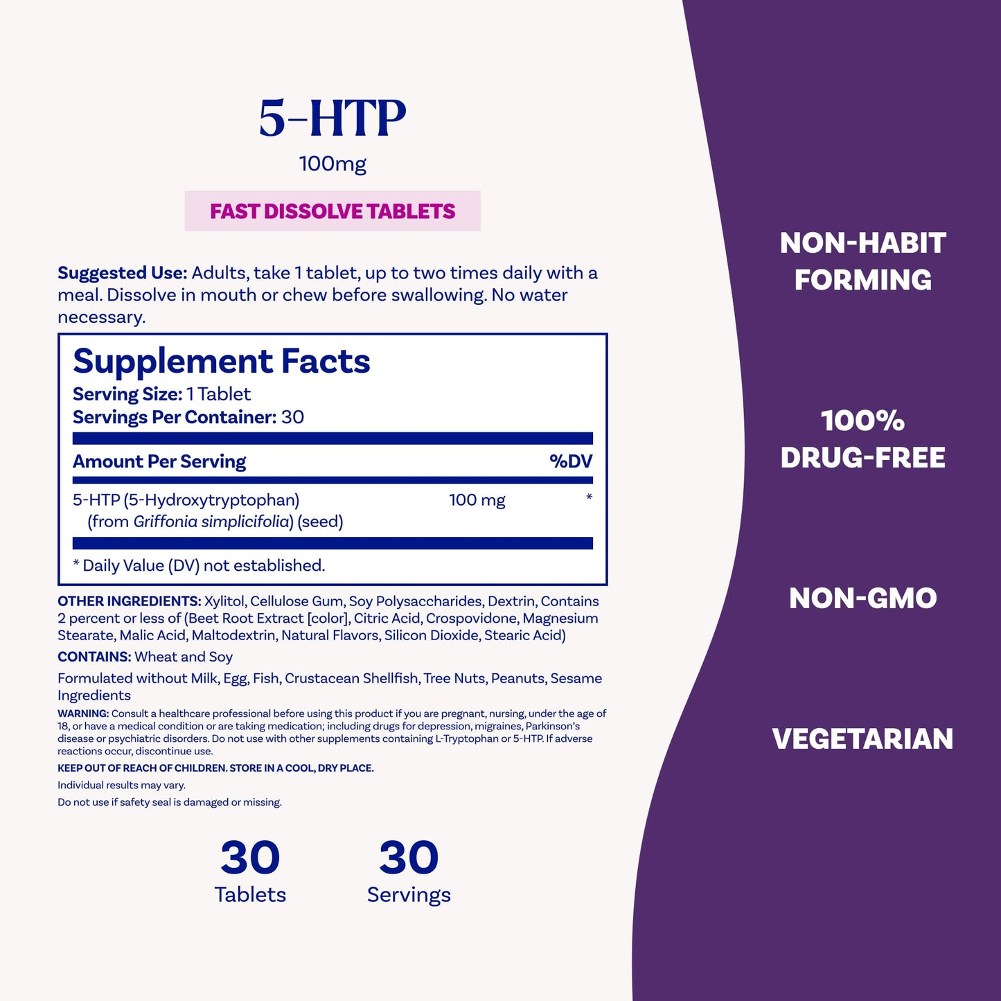 Natrol 5-HTP 100 mg Tablet, 30 Tablets