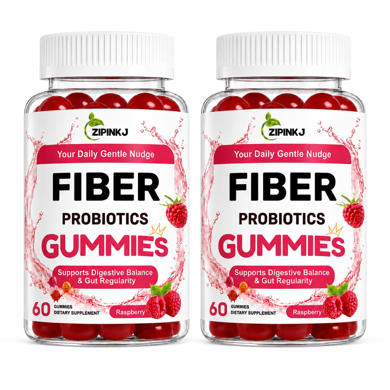 ZIPINKJ Probiotic Kombucha Fiber Gummies 120 Count