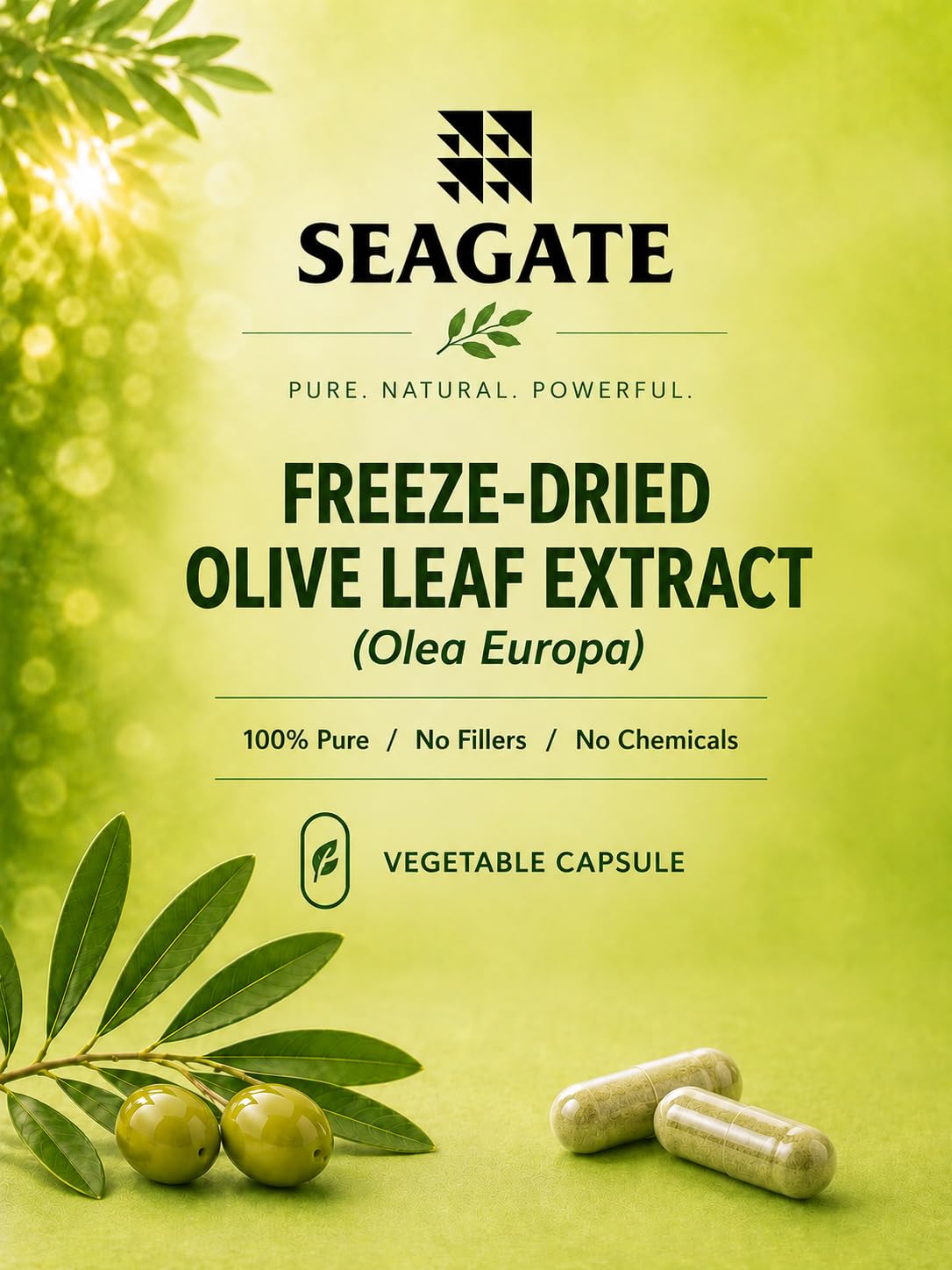 Seagate Olive Leaf Extract 450mg Capsules, 45 Count