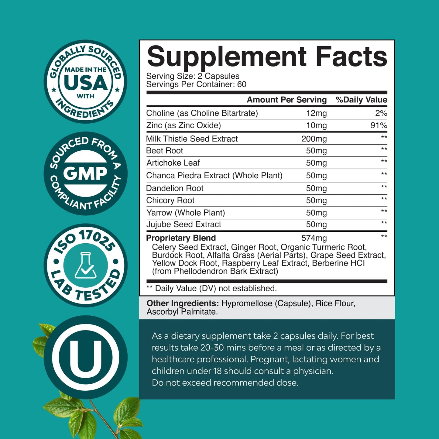 Natures Craft Liver Cleanse Capsules with Milk Thistle, Choline & Dandelion, 120 Capsules