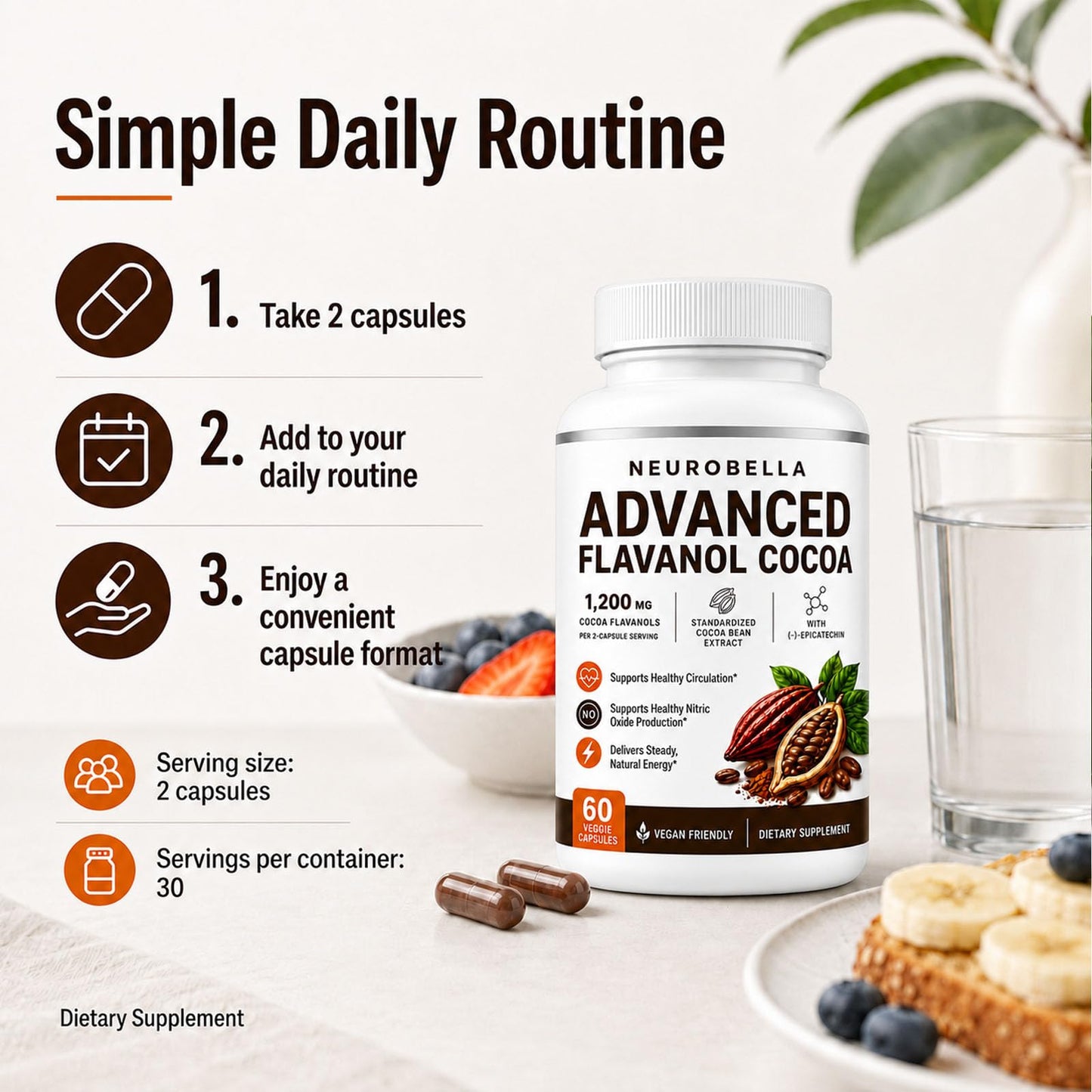 Kunnozz Neurobella Advanced Flavanol Cocoa Formula Capsule, 60 Capsules